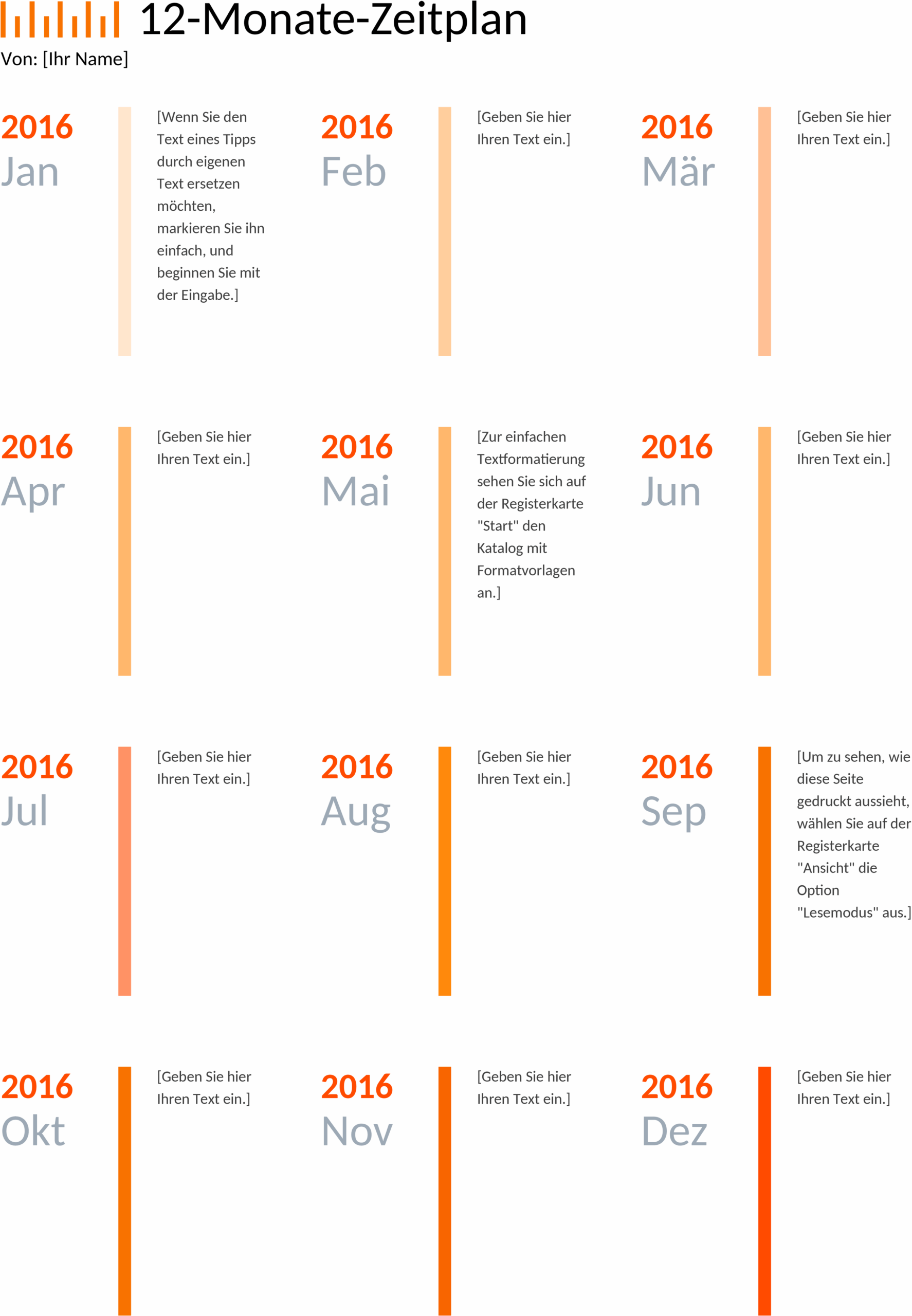 12-Monate-Zeitplan im Word-Format