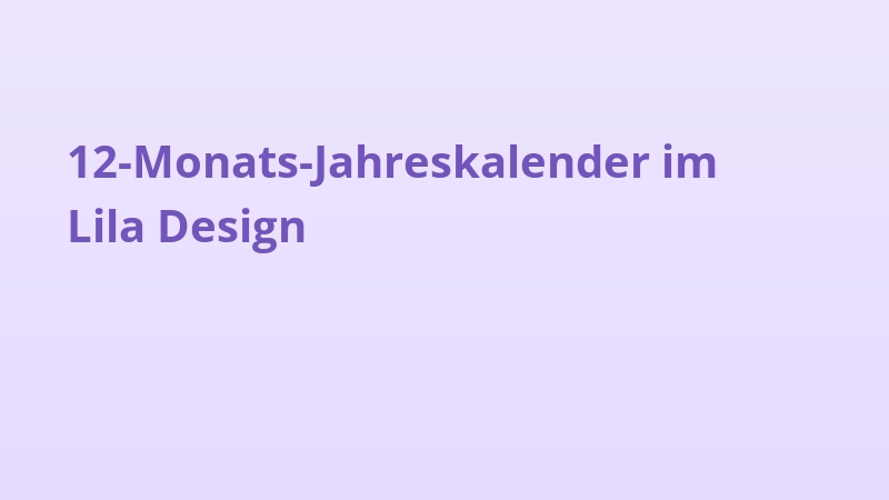 12-Monats-Jahreskalender im Lila Design