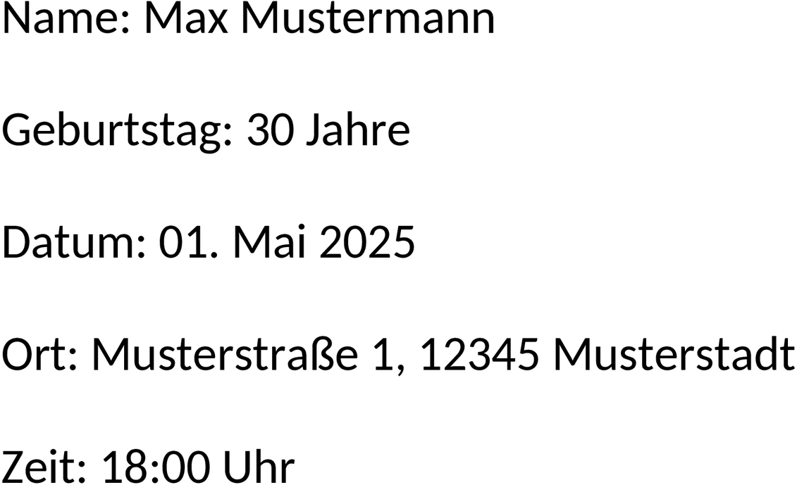Word Vorlage für 30. Geburtstag Einladung