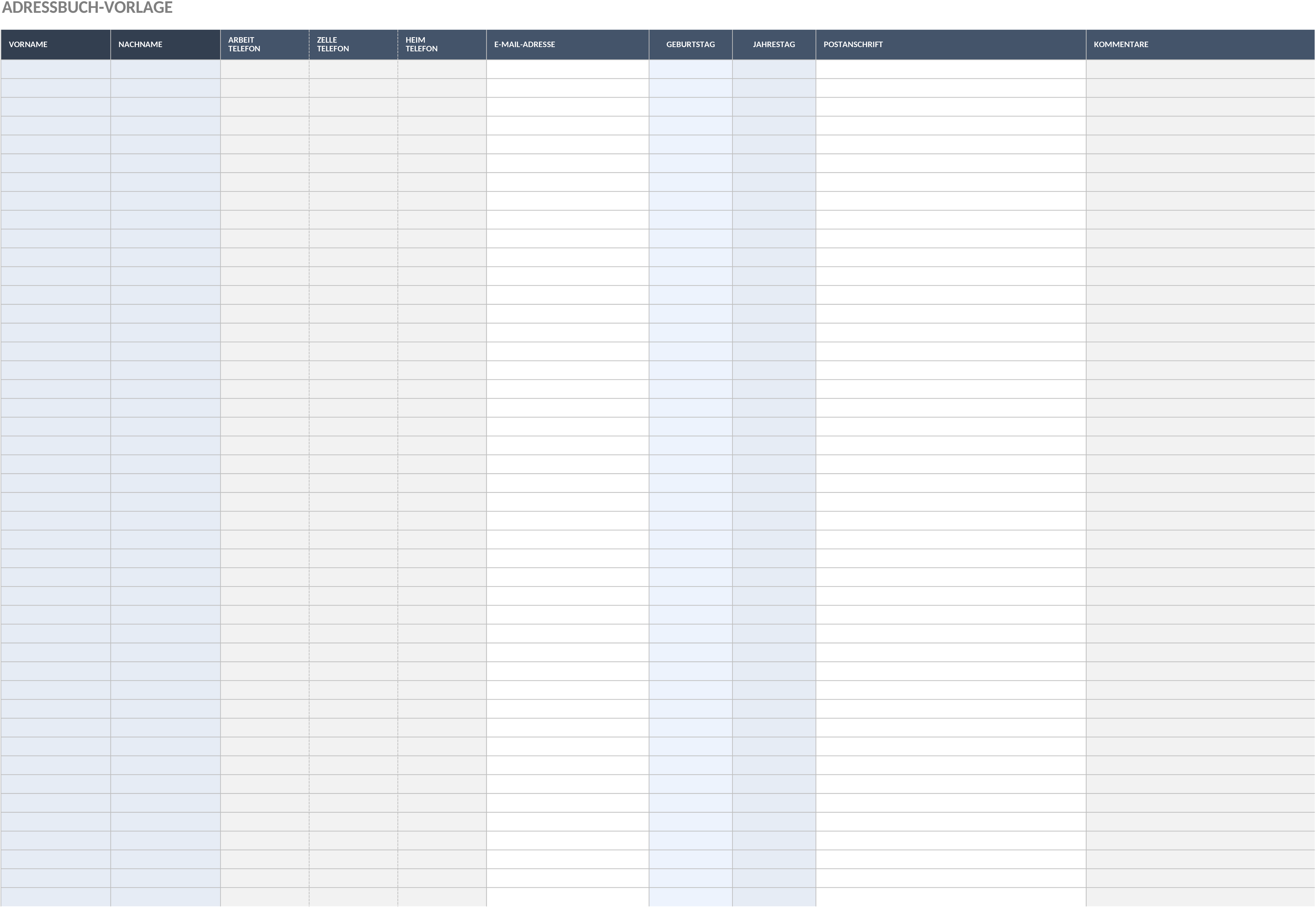 Adressbuch Excel-Vorlage für effiziente Kontaktverwaltung