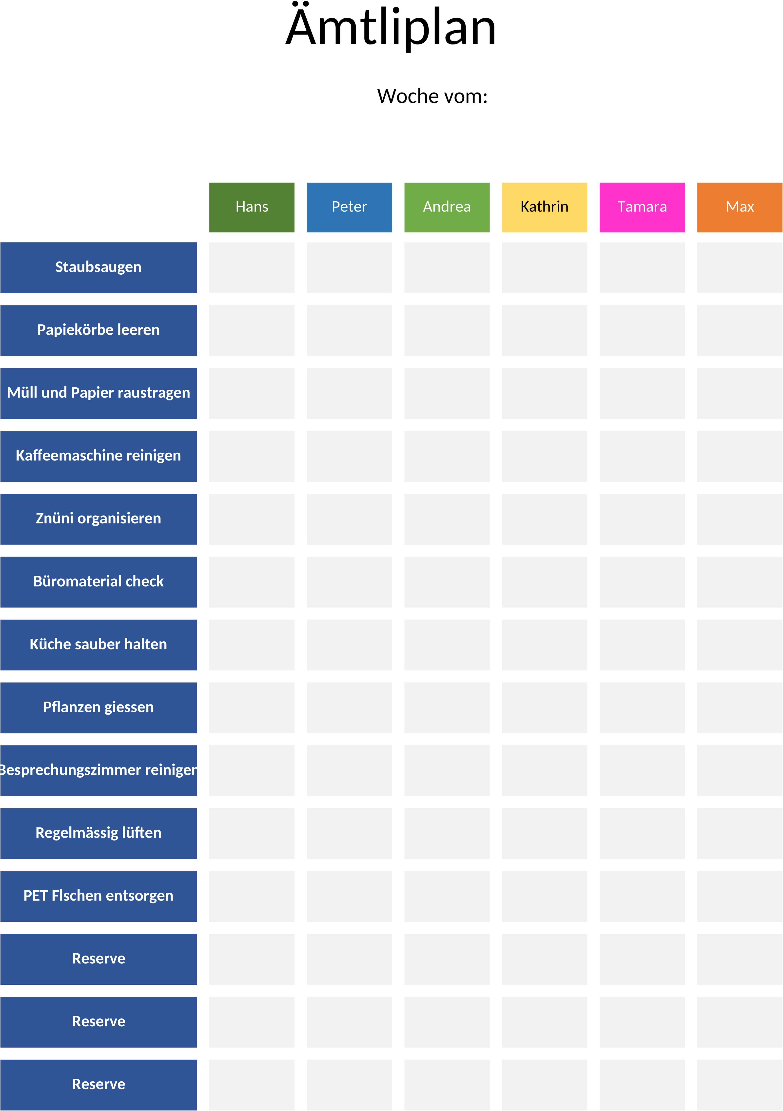 Excel-Vorlage für Büro-Arbeitszeitplanung