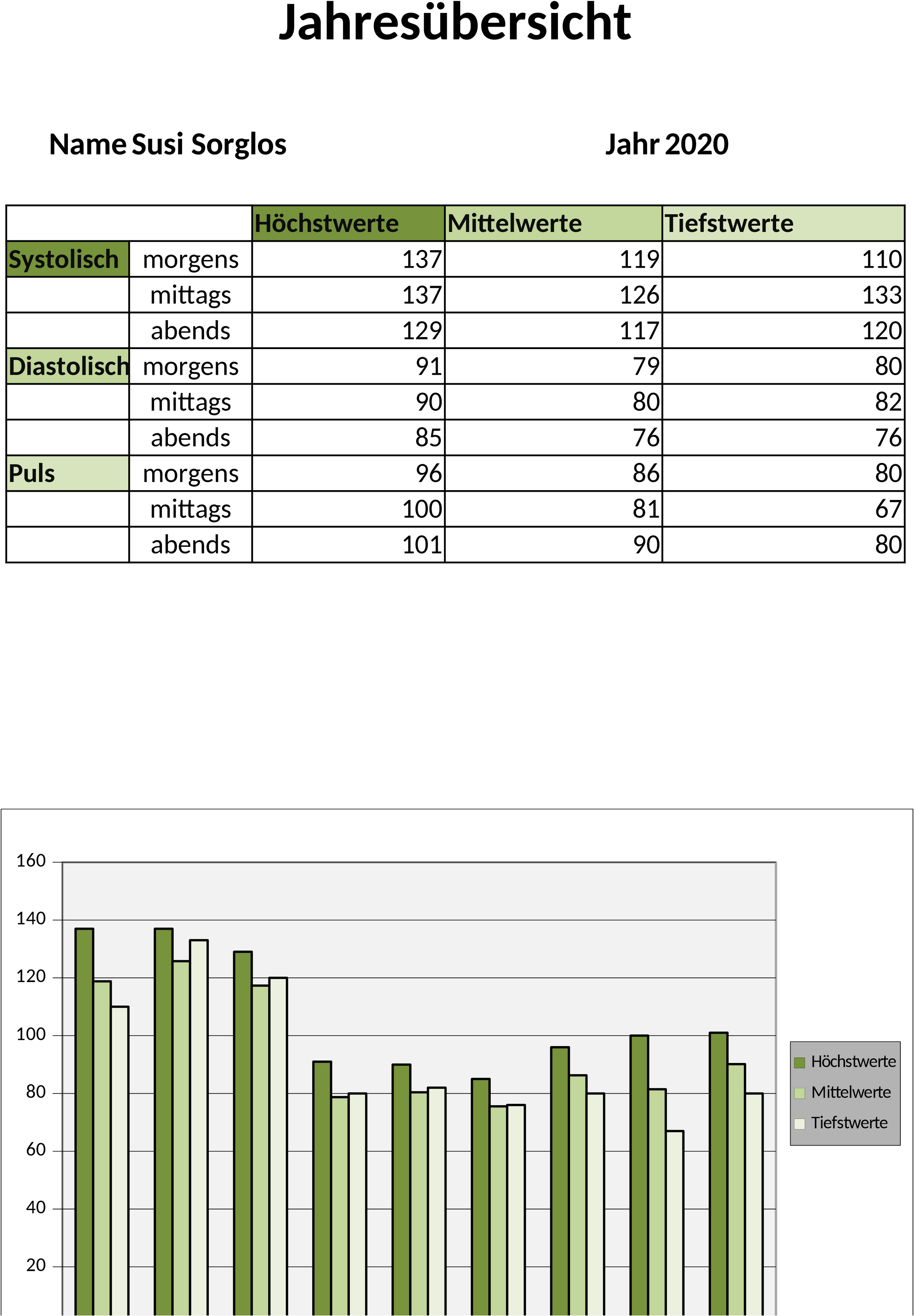 Excel-Vorlage für Blutdrucküberwachung