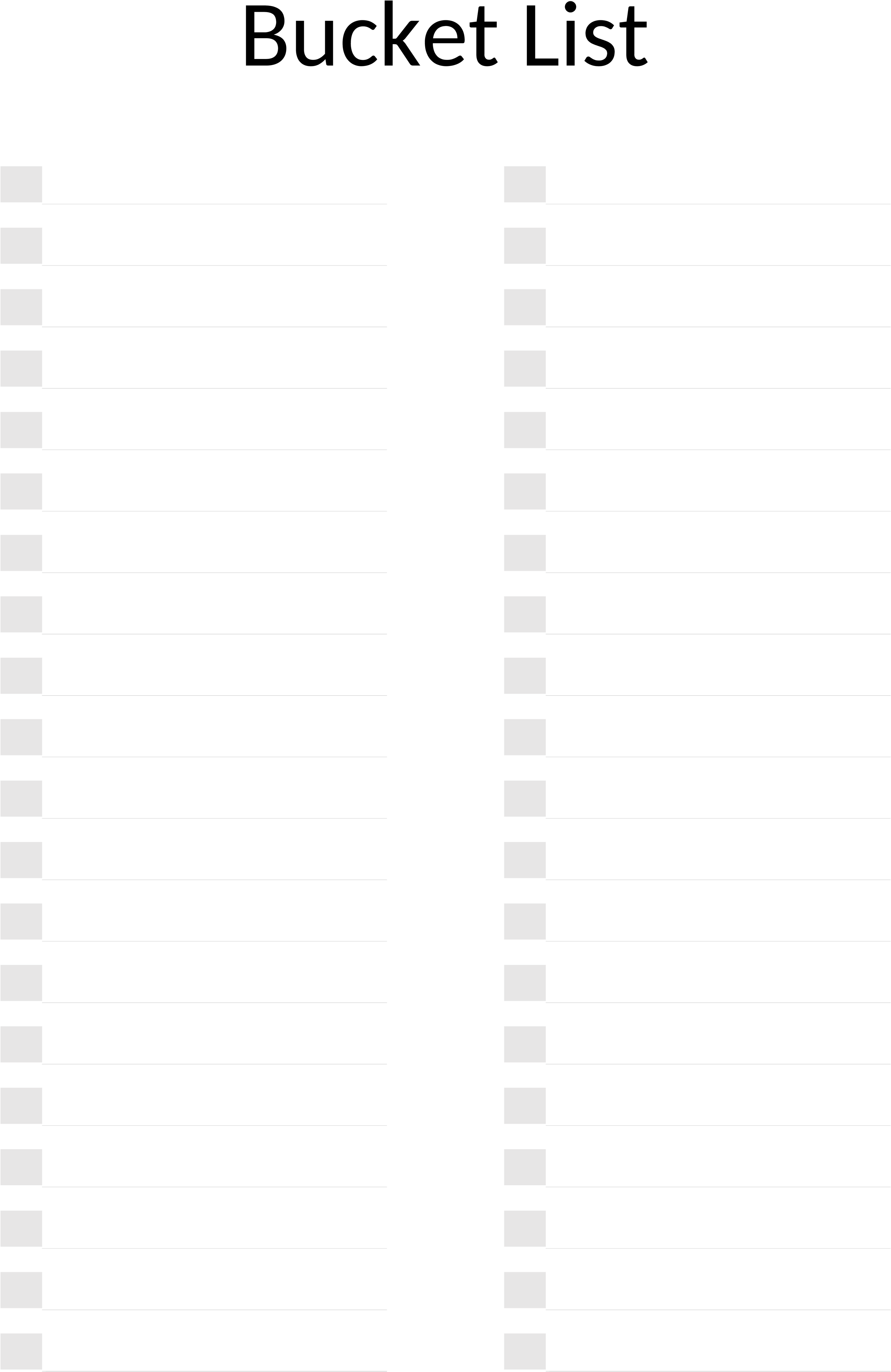 Excel-Vorlage für eine Bucket-Liste