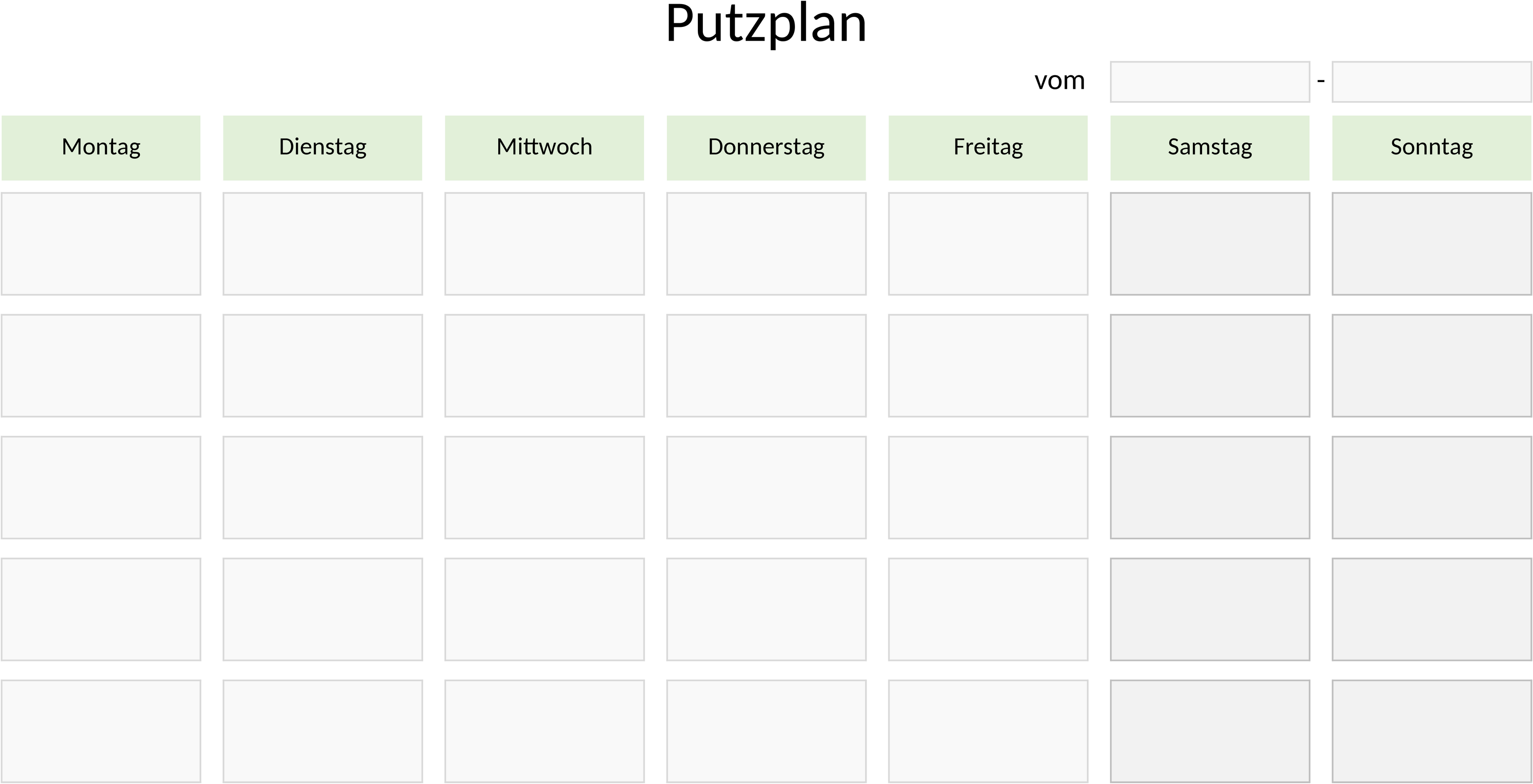 Excel-Vorlage für einen Detaillierten Putzplan