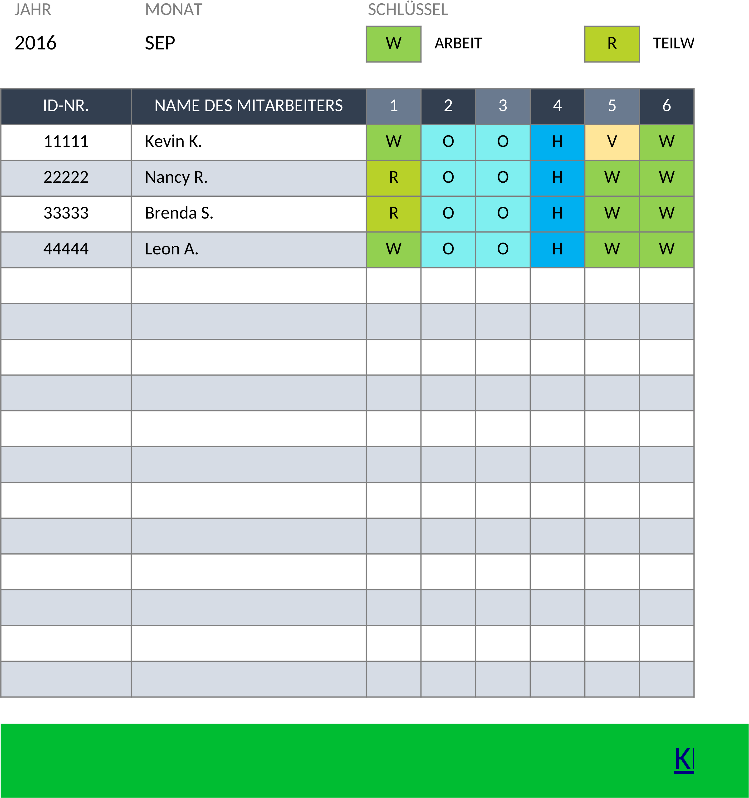 Excel-Vorlage für Dienstplan-Erstellung