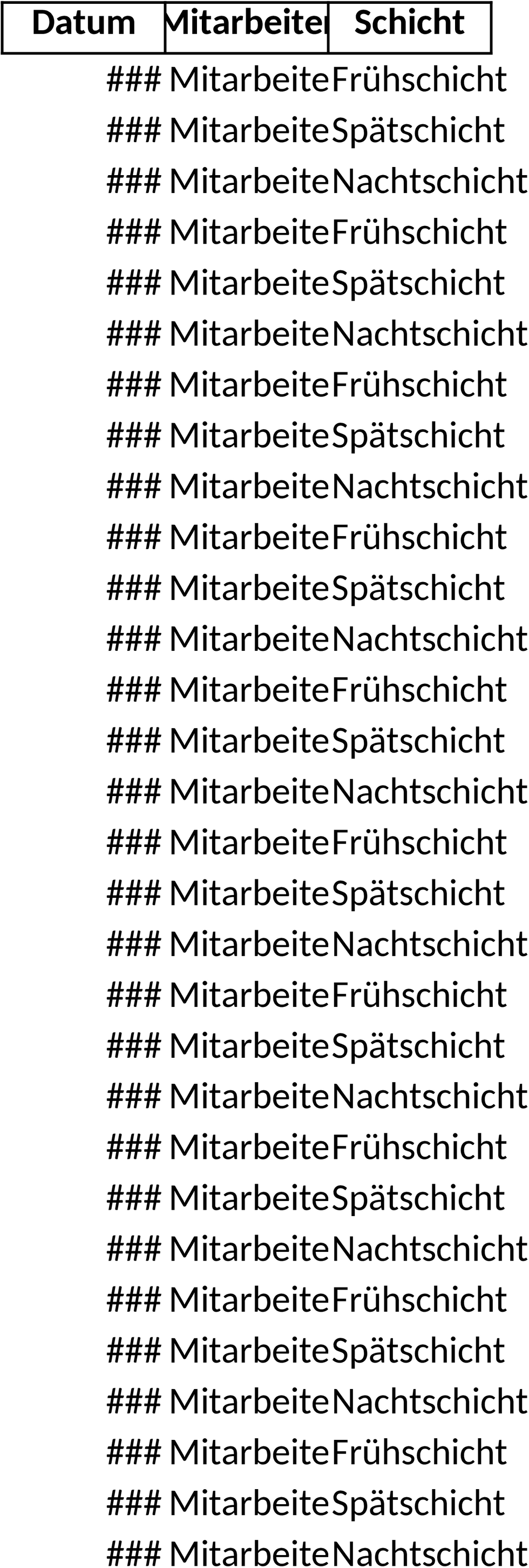 Excel-Vorlage für Dienstplan und Monatsplanung