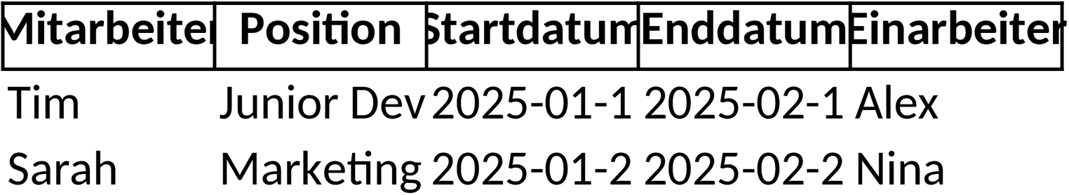 Excel-Vorlage für Einarbeitungspläne
