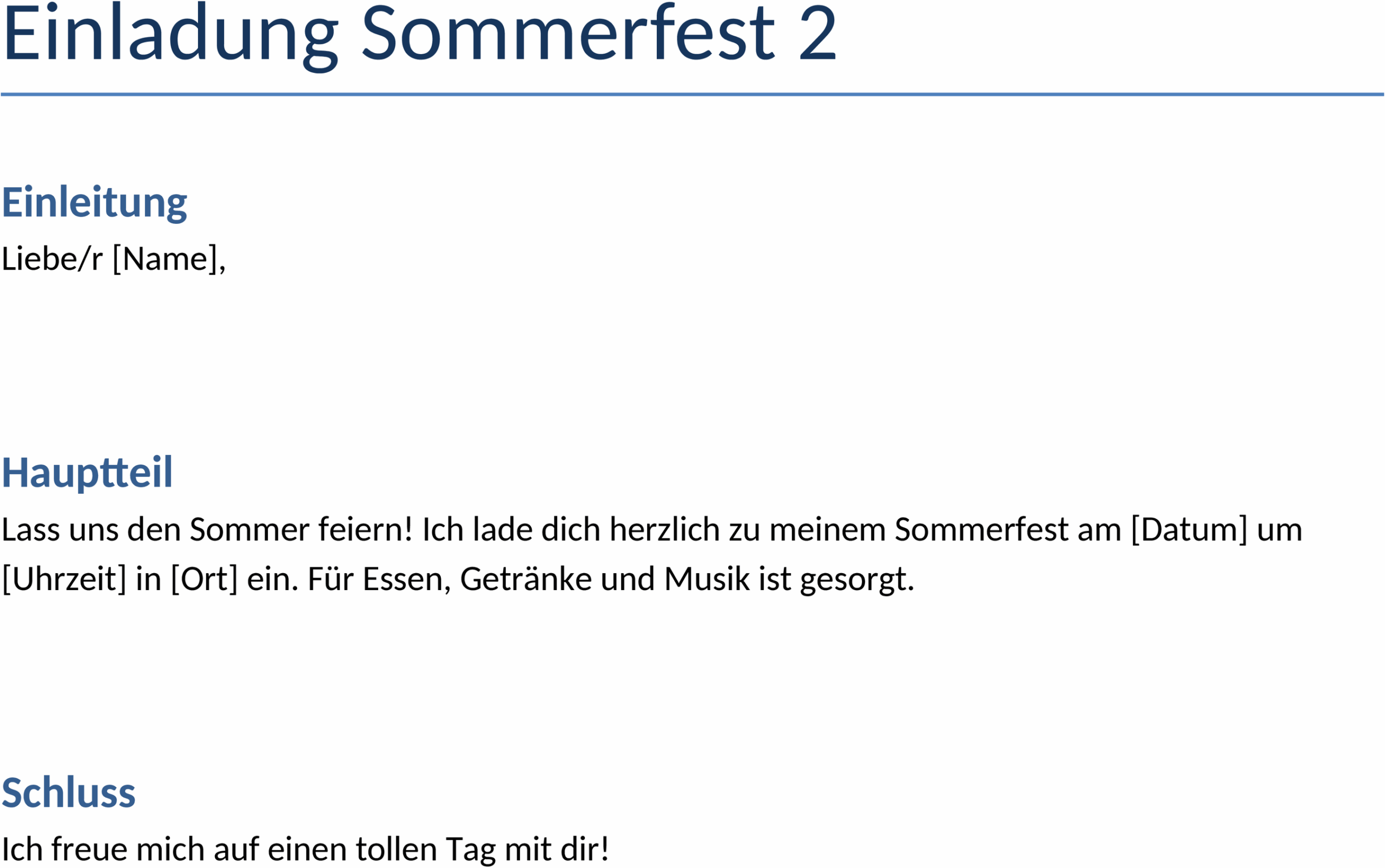 Word-Vorlage Einladung Sommerfest
