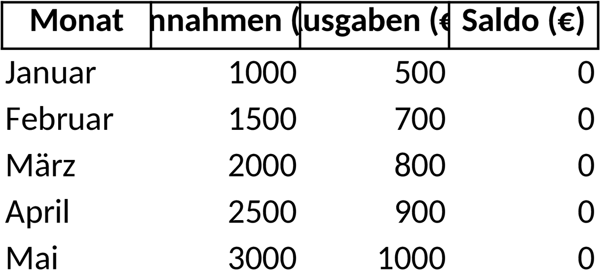 Excel Vorlage für Einnahmen- und Ausgabenübersicht