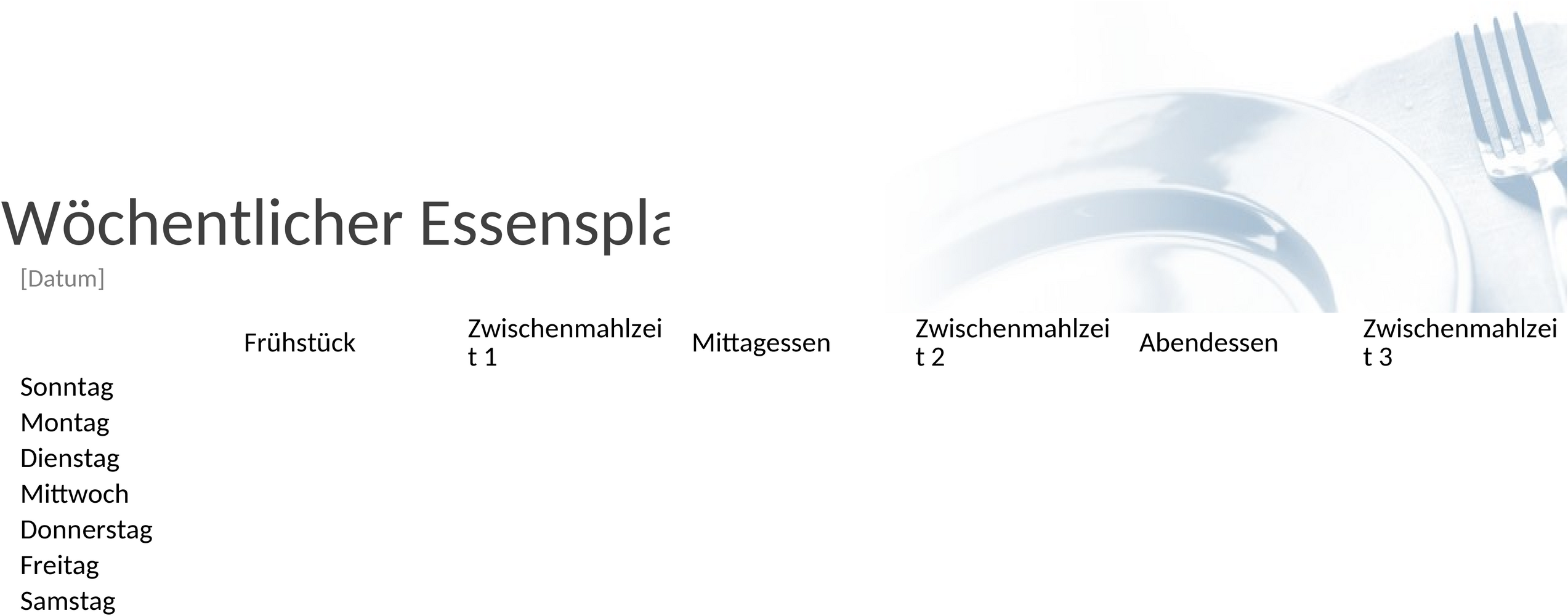 Excel-Vorlage für Ernährungsplan und Gesundheitsmanagement