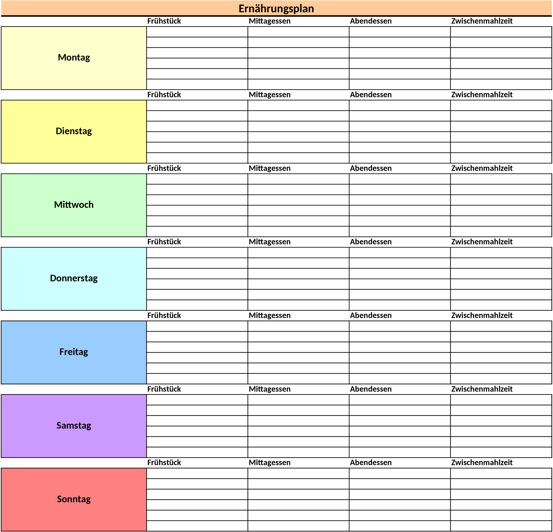 Excel-Ernährungsplan Vorlage zur Gesundheitsüberwachung