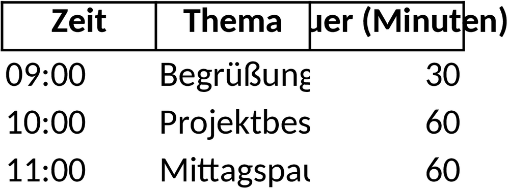 Excel-Agenda für Veranstaltungsplanung
