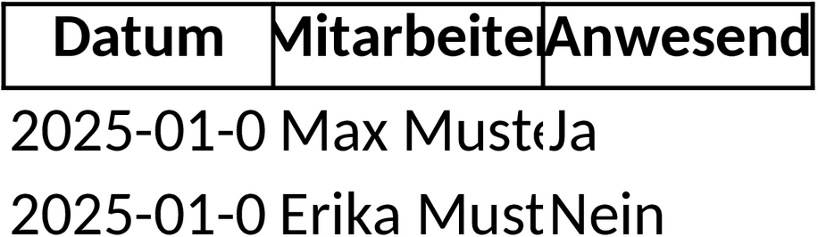Excel-Vorlage für Anwesenheitslisten
