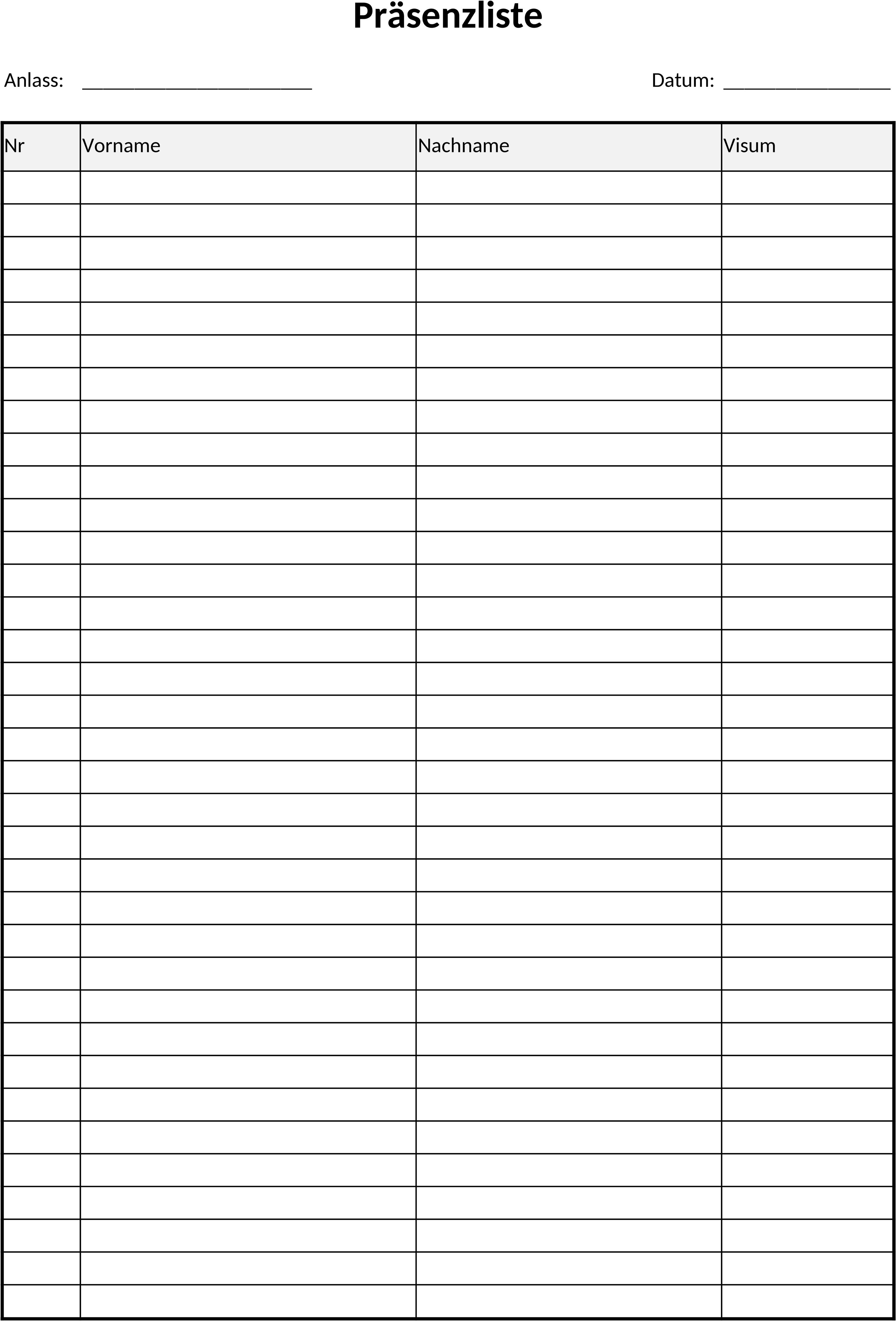 Excel-Vorlage für Anwesenheitslisten