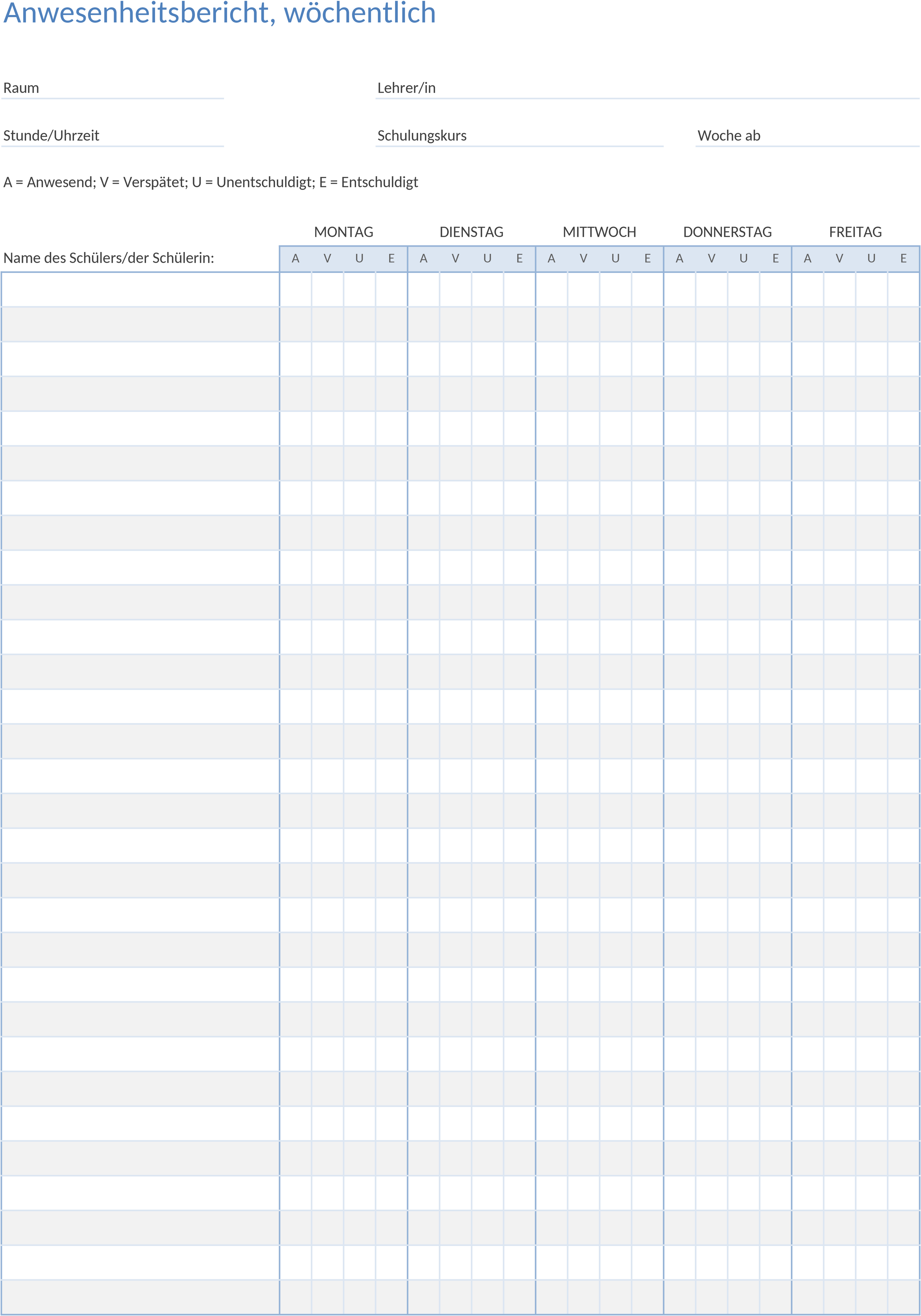 Excel-Anwesenheitsnachweis Vorlage für Personalwesen