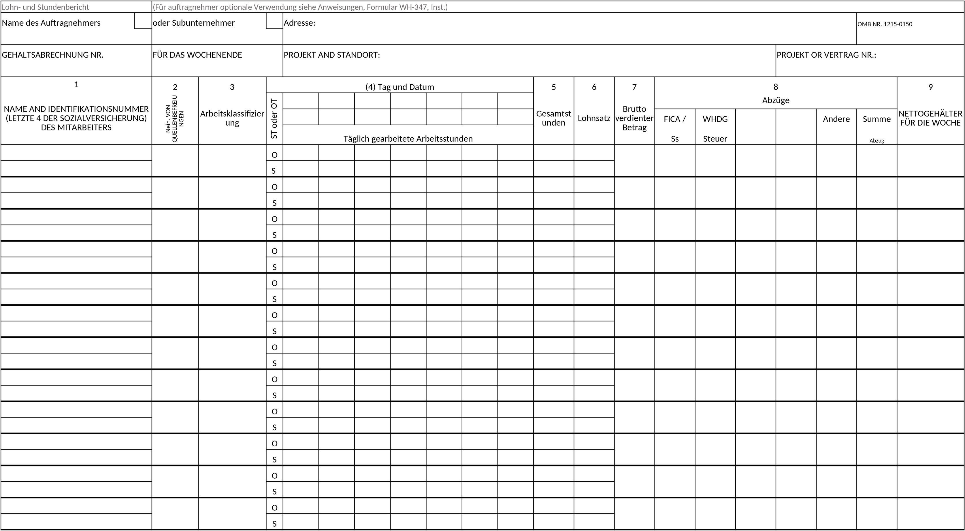Excel-Vorlage für zertifizierte Lohnabrechnung im Bauprojektmanagement