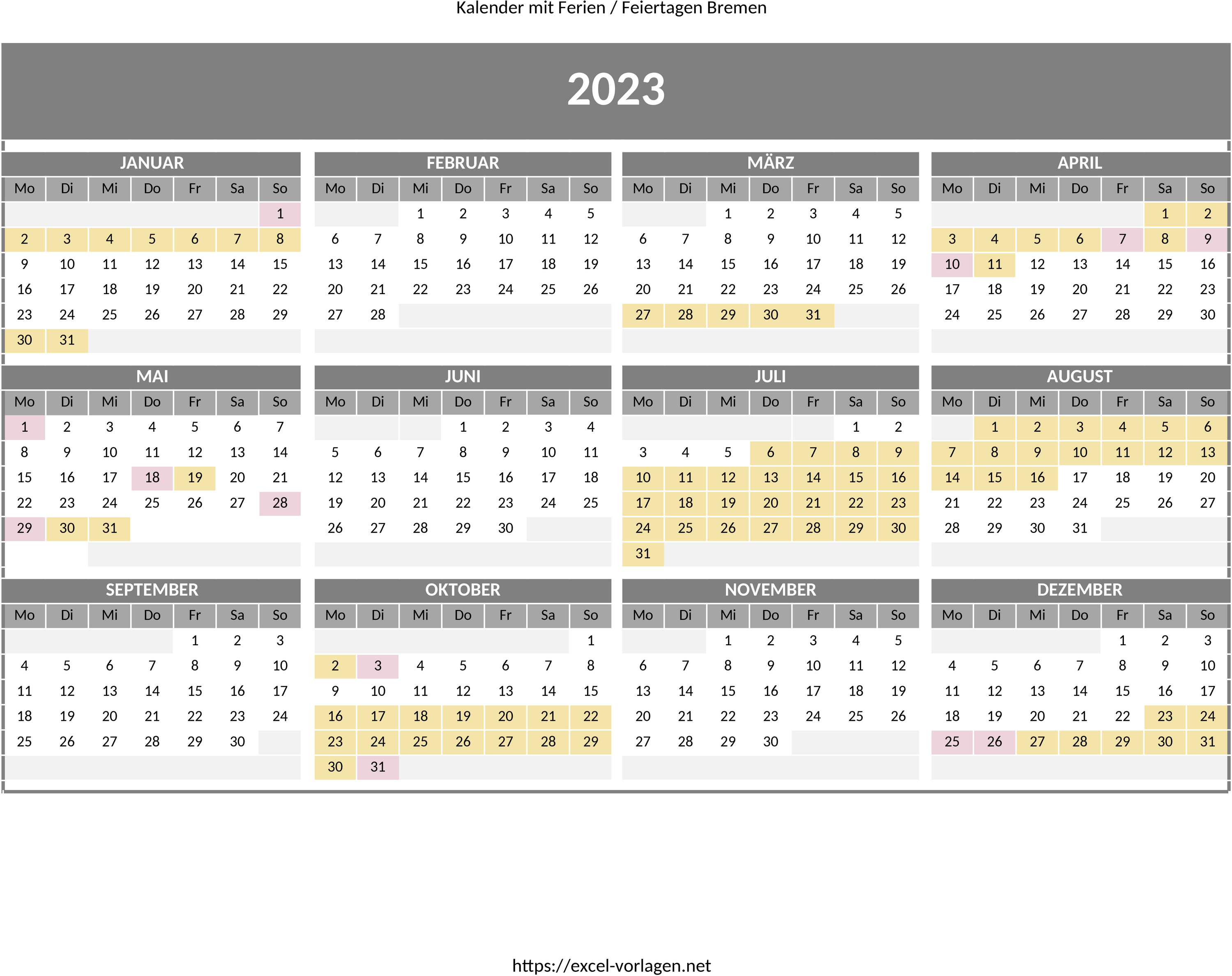 Excel-Jahreskalender-2023: Umfassende Terminplanung und Organisation
