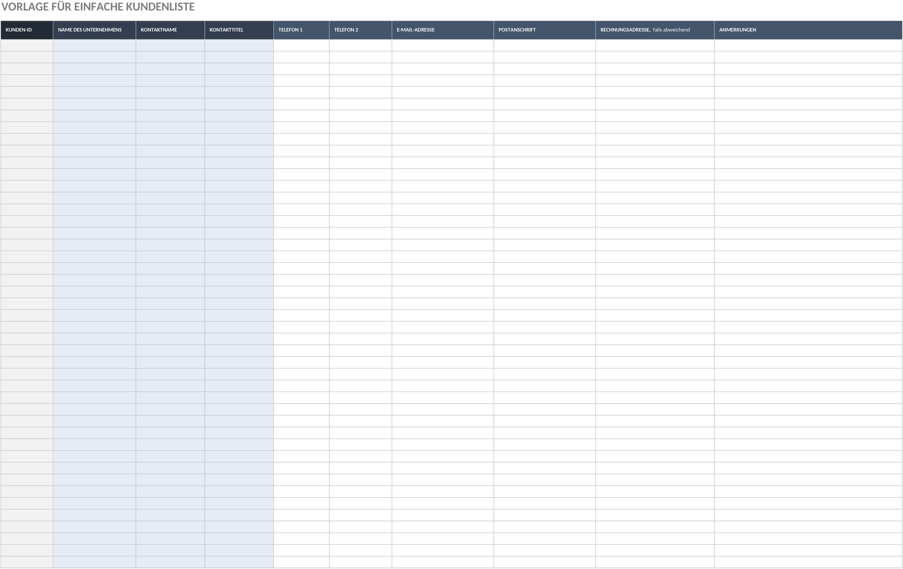 Excel-Vorlage für Kundenlistenmanagement