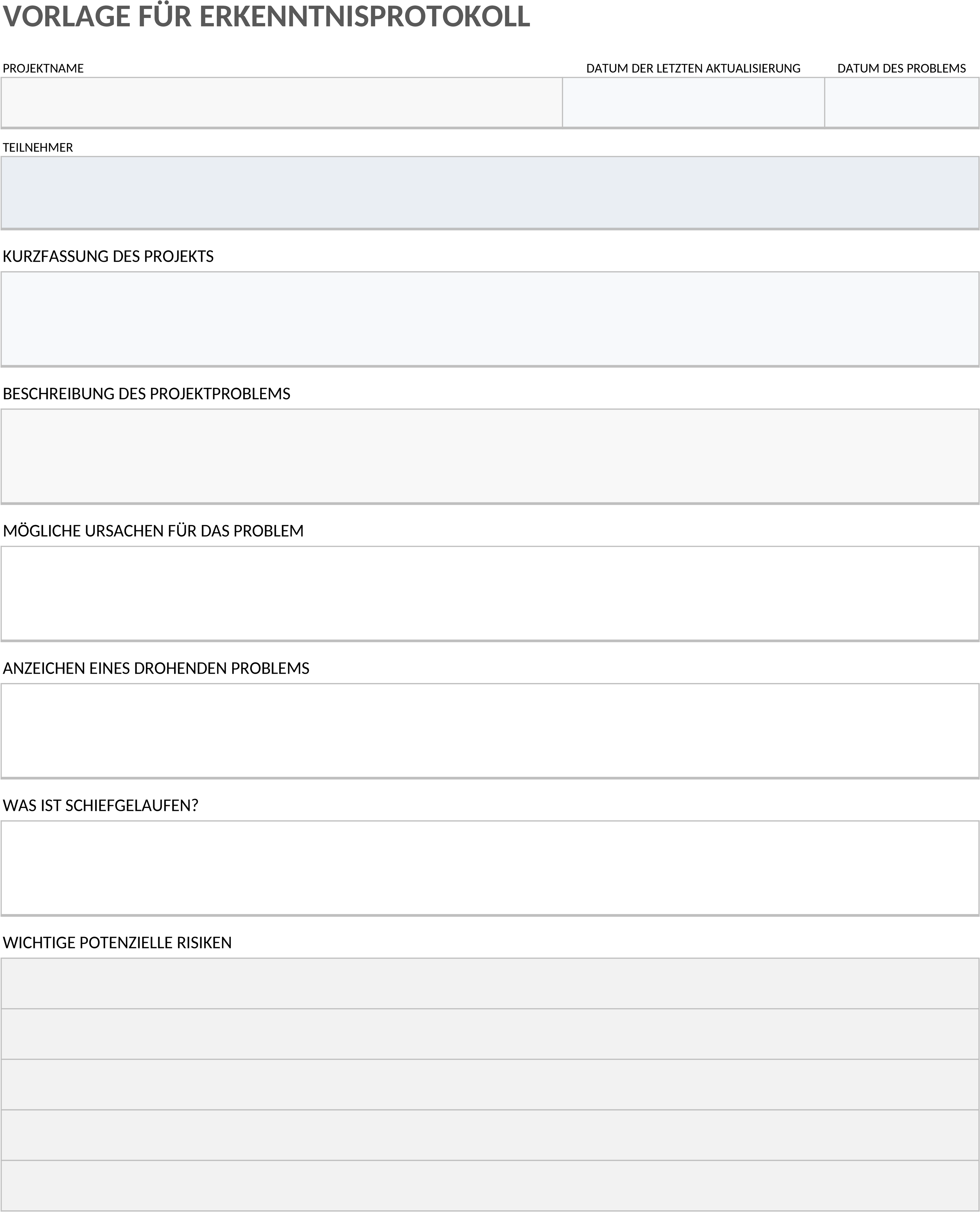 Excel-Vorlage für Lessons Learned Log