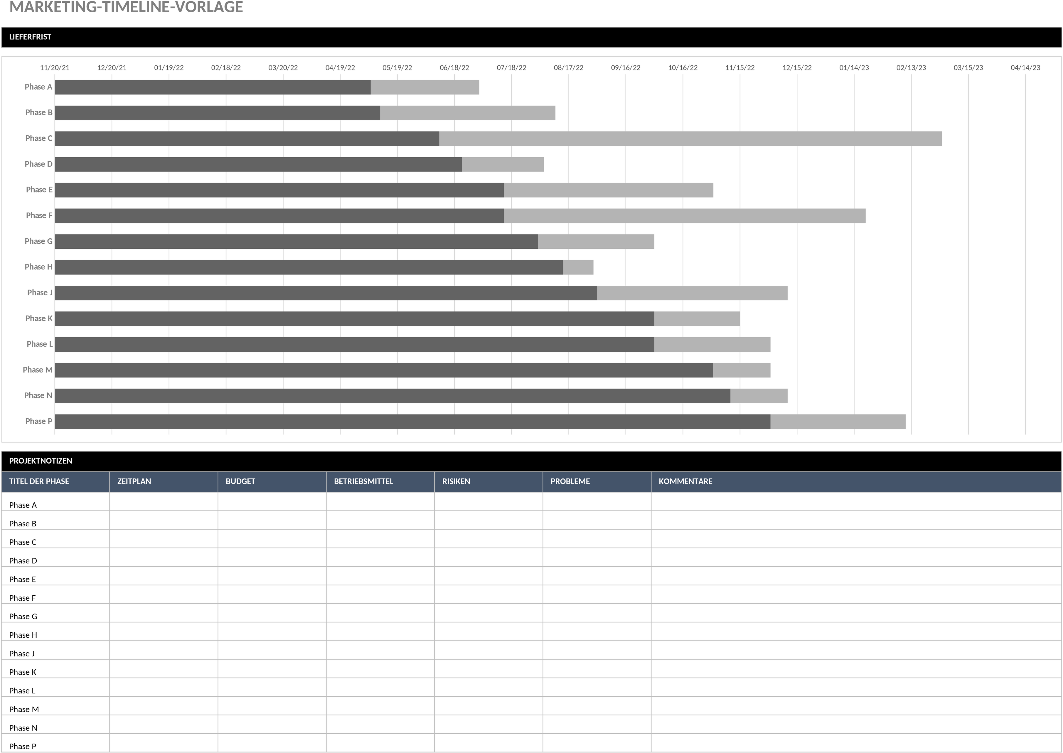 Excel-Marketing-Timeline-Vorlage für effiziente Planung