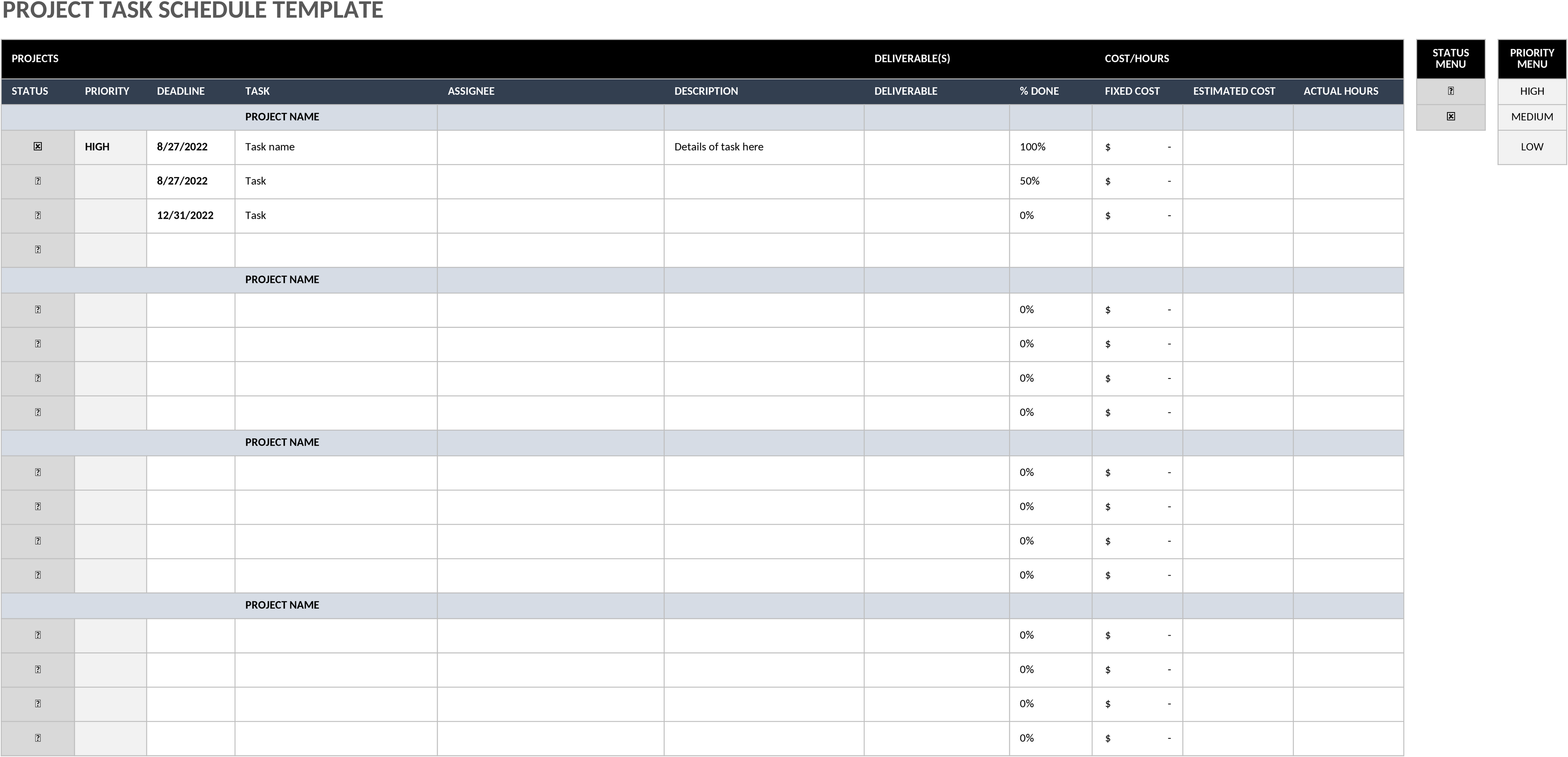 Excel-Projektzeitplan-Vorlage zur Aufgabenverwaltung