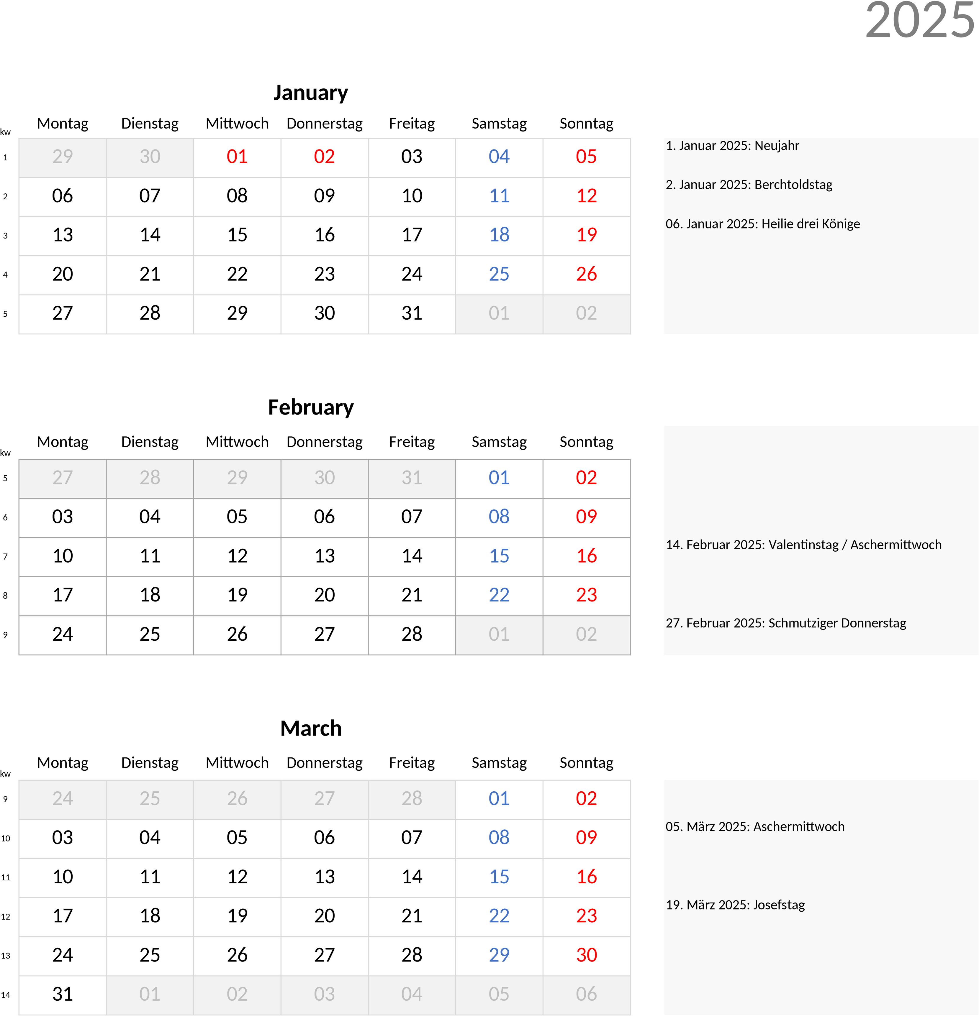 Excel-Quartalskalender 2025 Hochformat