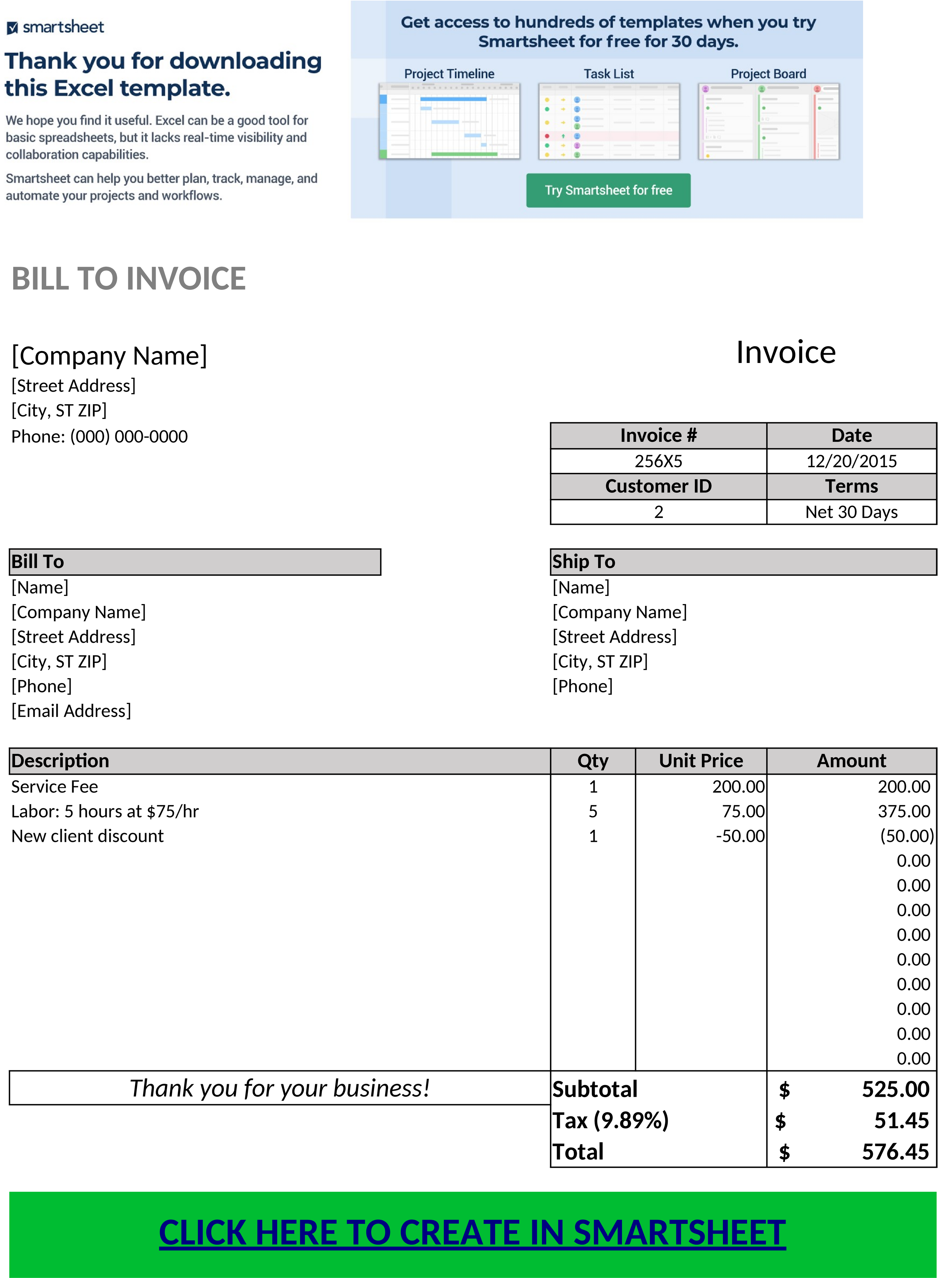 Excel-Rechnungsvorlage zur effizienten Rechnungsstellung