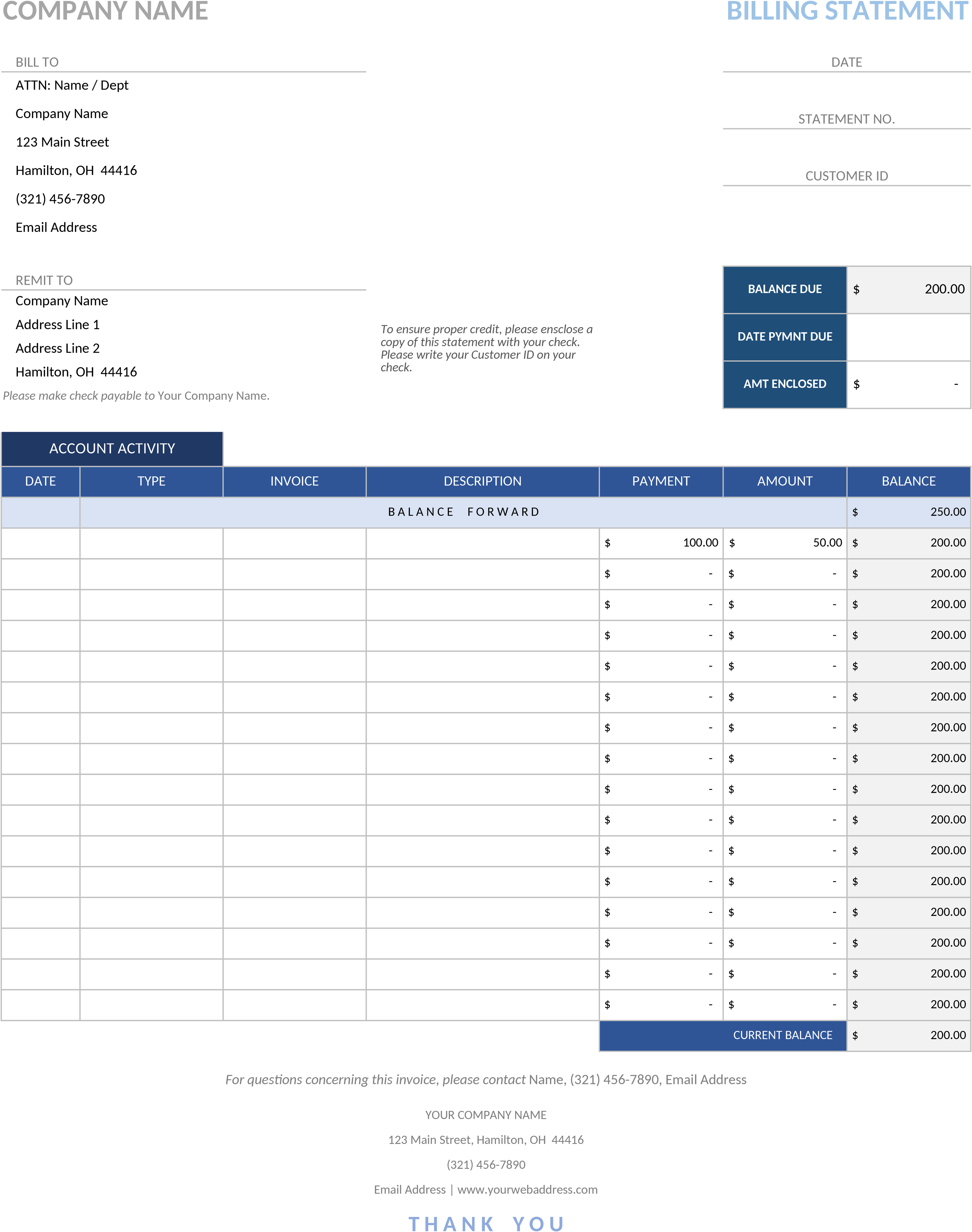 Excel-Rechnungsvorlage für Unternehmen