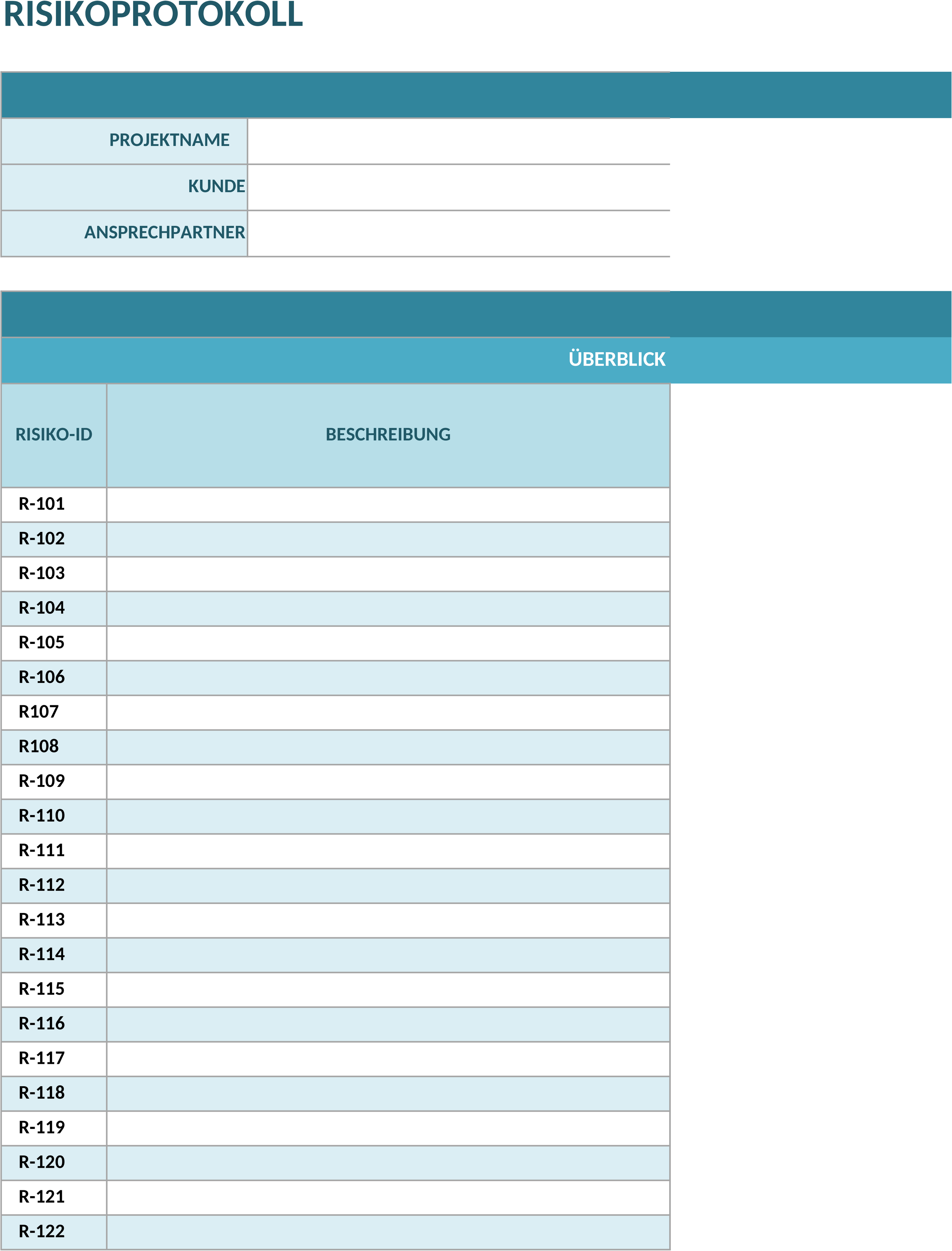 Excel-Vorlage Risikoprotokoll für Projektmanagement