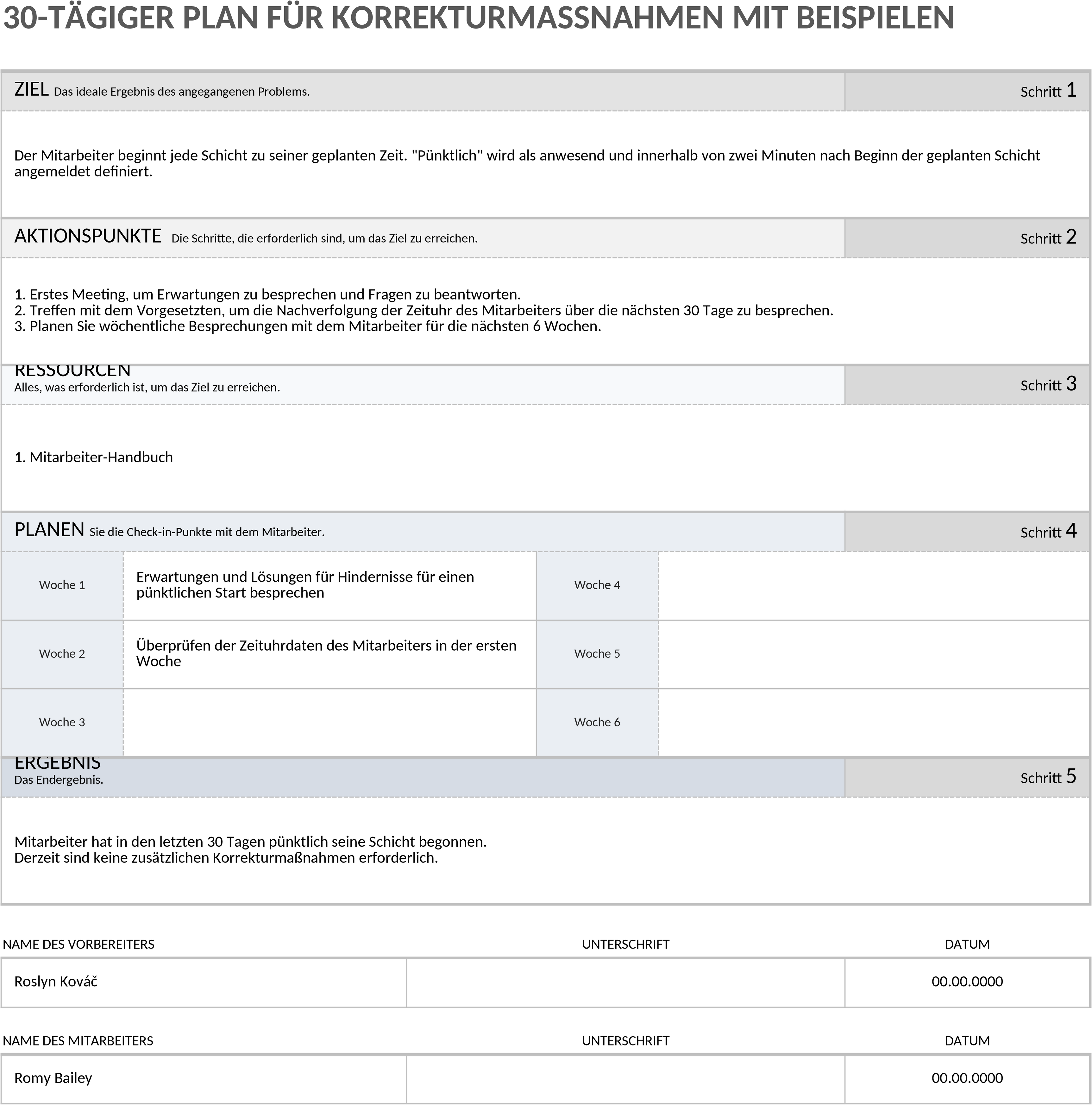 Excel-Vorlage für 30-Tage-Korrekturmaßnahmenplan