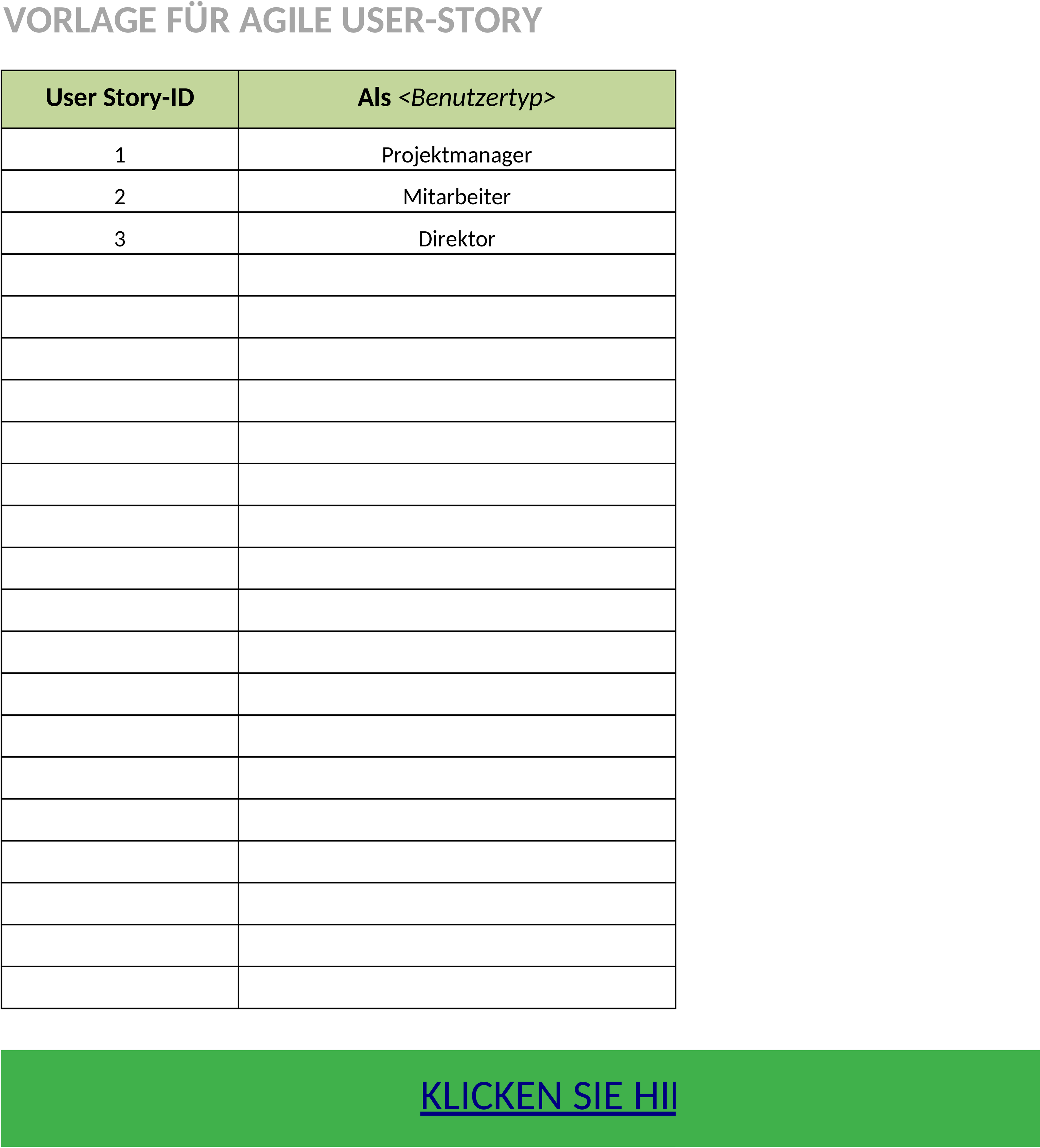 Excel-Vorlage für Agile User Story Management