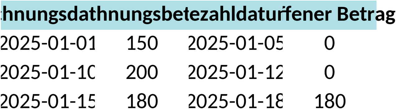 Excel-Vorlage Arztrechnungen Übersicht