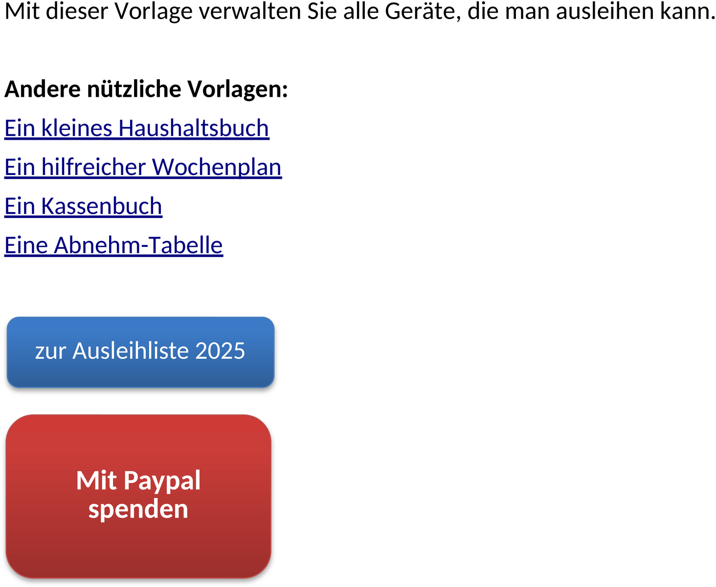 Excel-Vorlage Ausleihliste 2025 für Inventarverwaltung