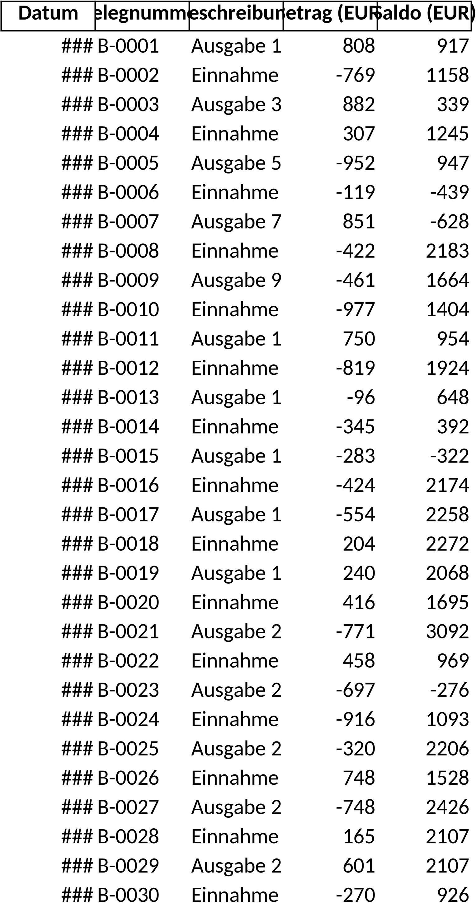 Excel-Vorlage für Buchhaltung im Kleingewerbe