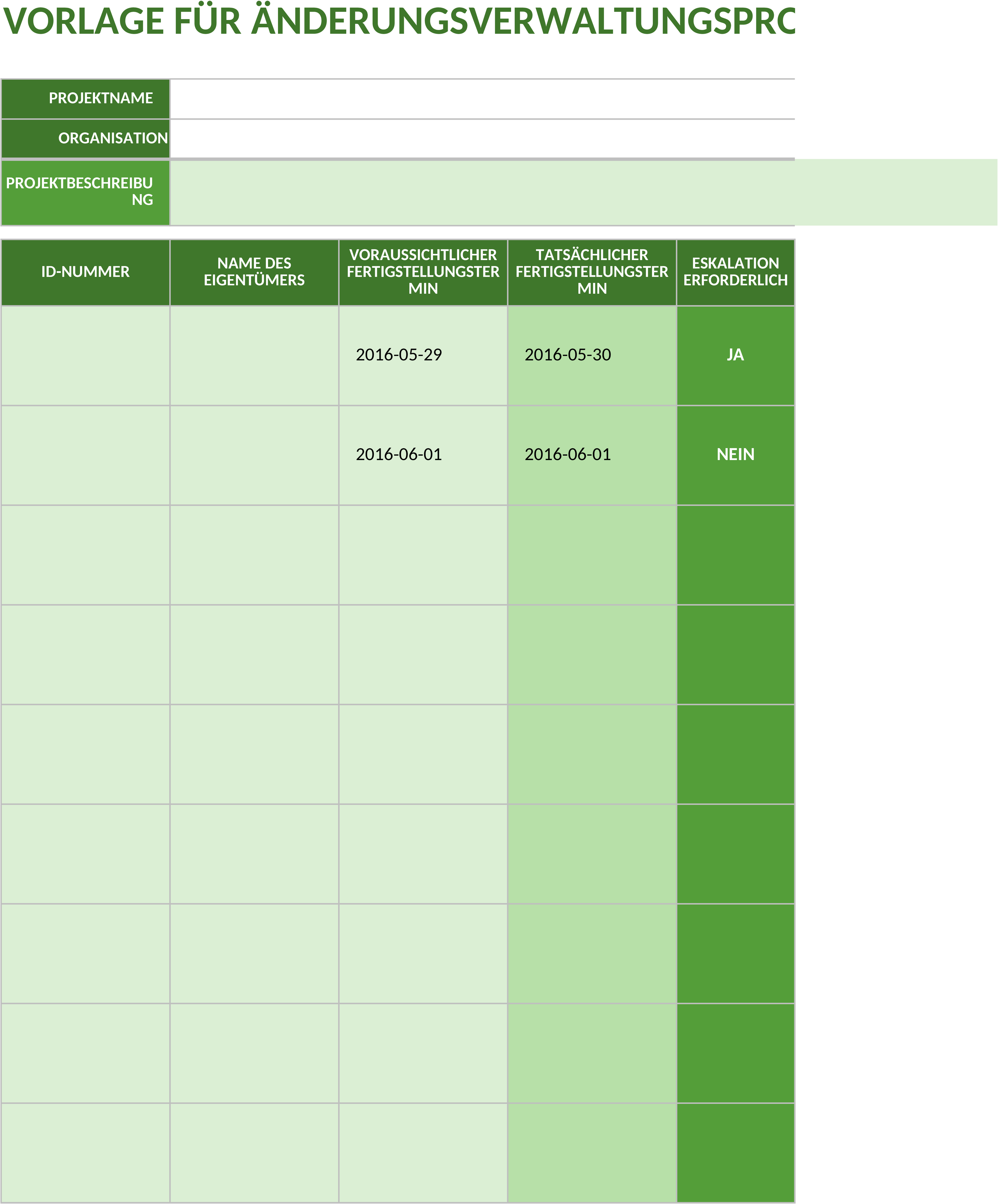 Excel-Vorlage Change-Management-Protokoll