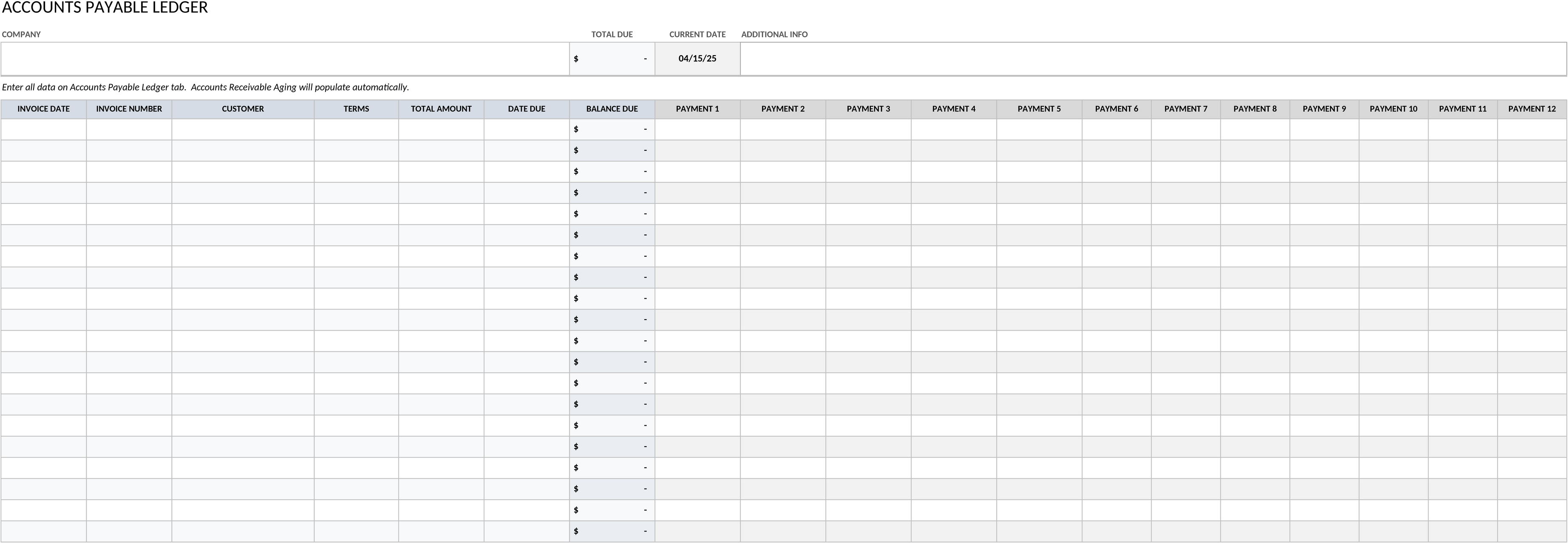 Excel-Vorlage für Debitorenbuchhaltung