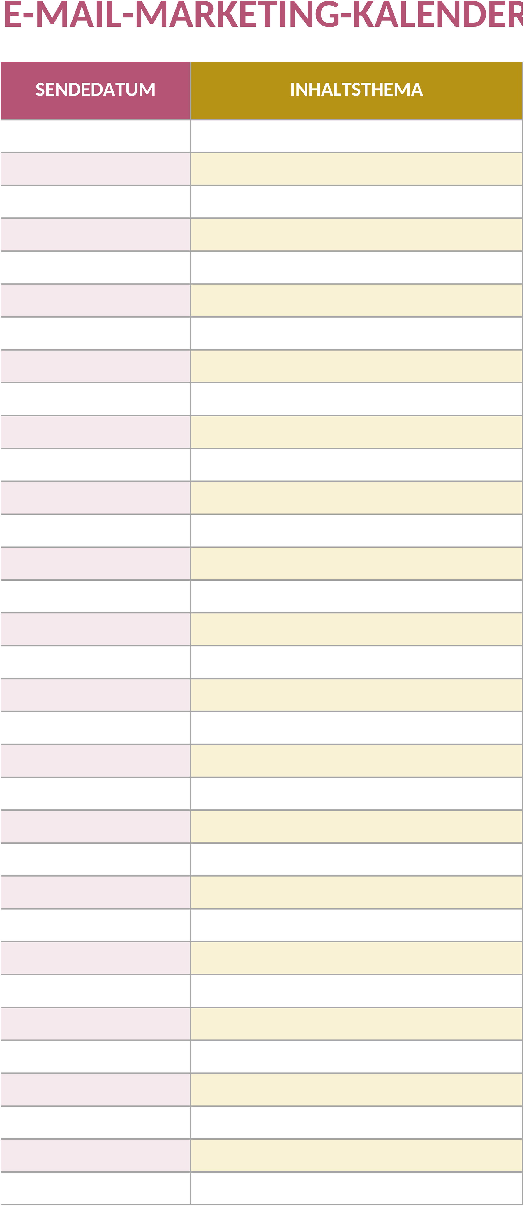 Excel-Vorlage für E-Mail-Marketing-Kalender