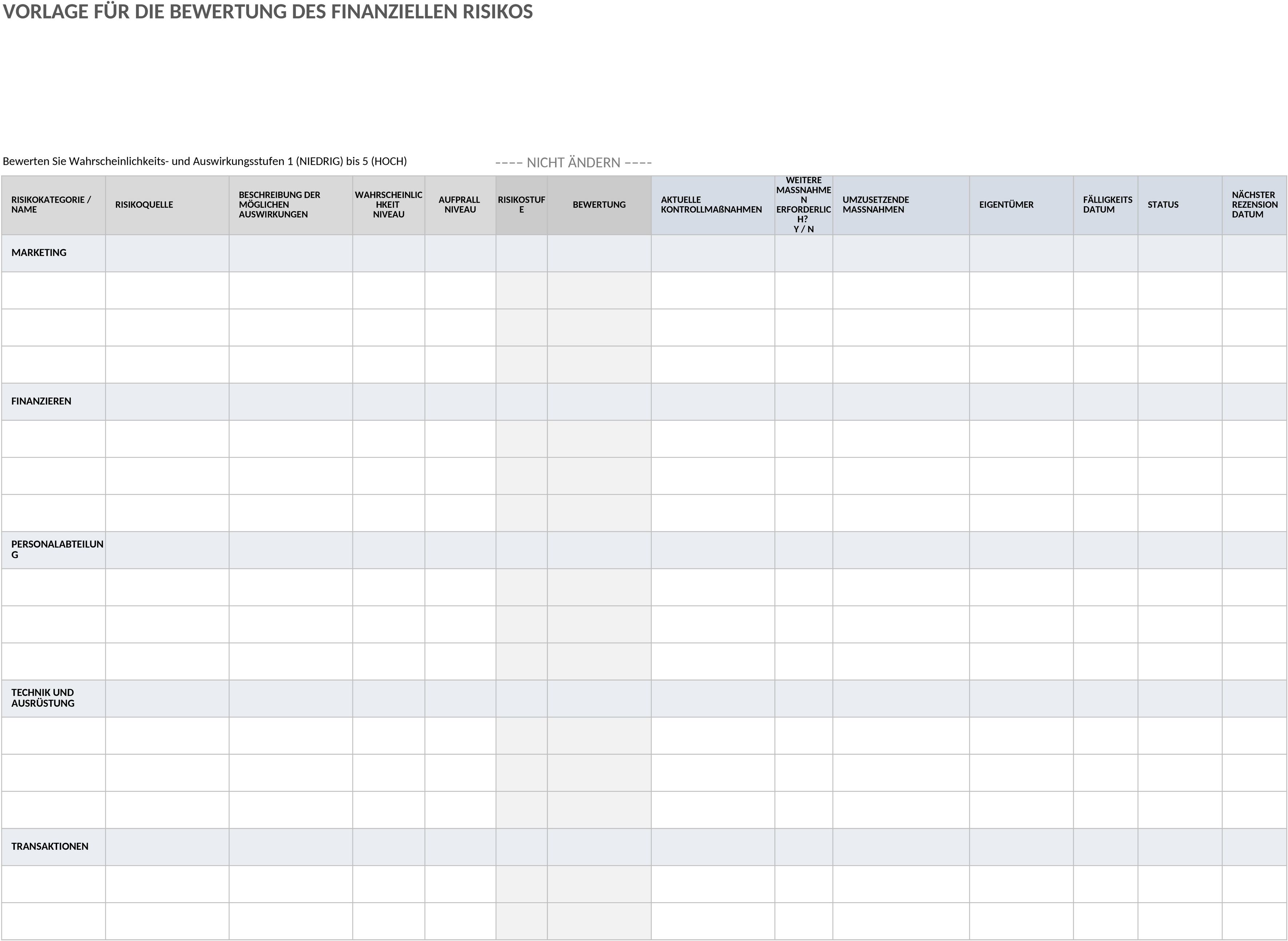 Excel-Vorlage für Finanzielle Risikoanalyse
