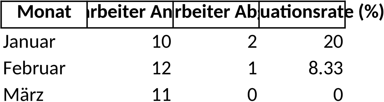 Excel-Vorlage zur Berechnung der Fluktuationsrate