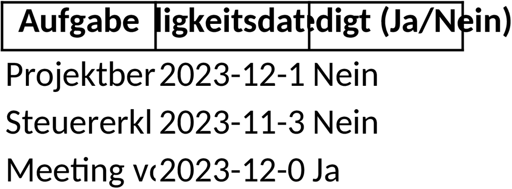 Excel-Vorlage zur Fristenüberwachung