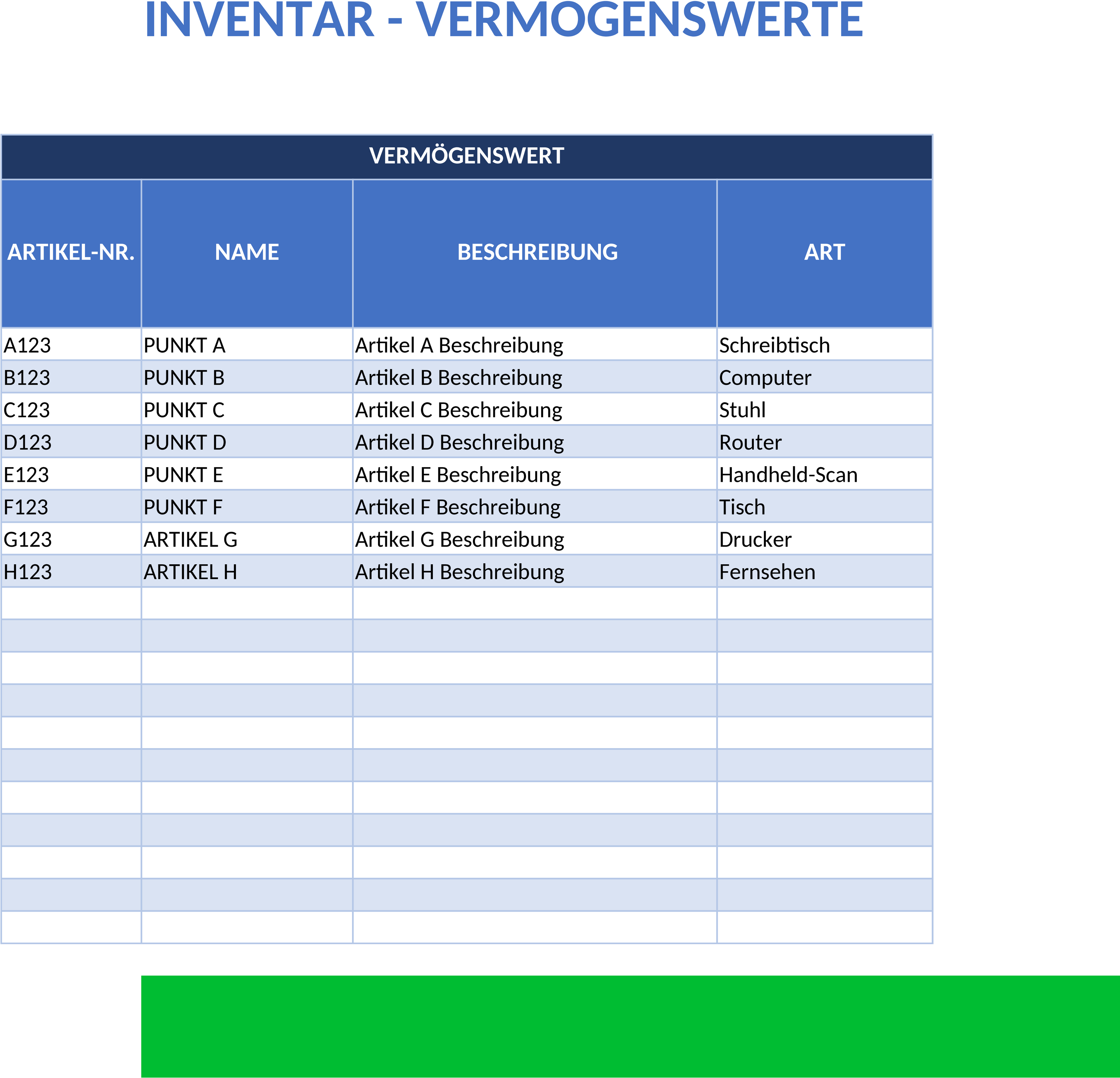 Excel-Vorlage für Geräteinventarverwaltung