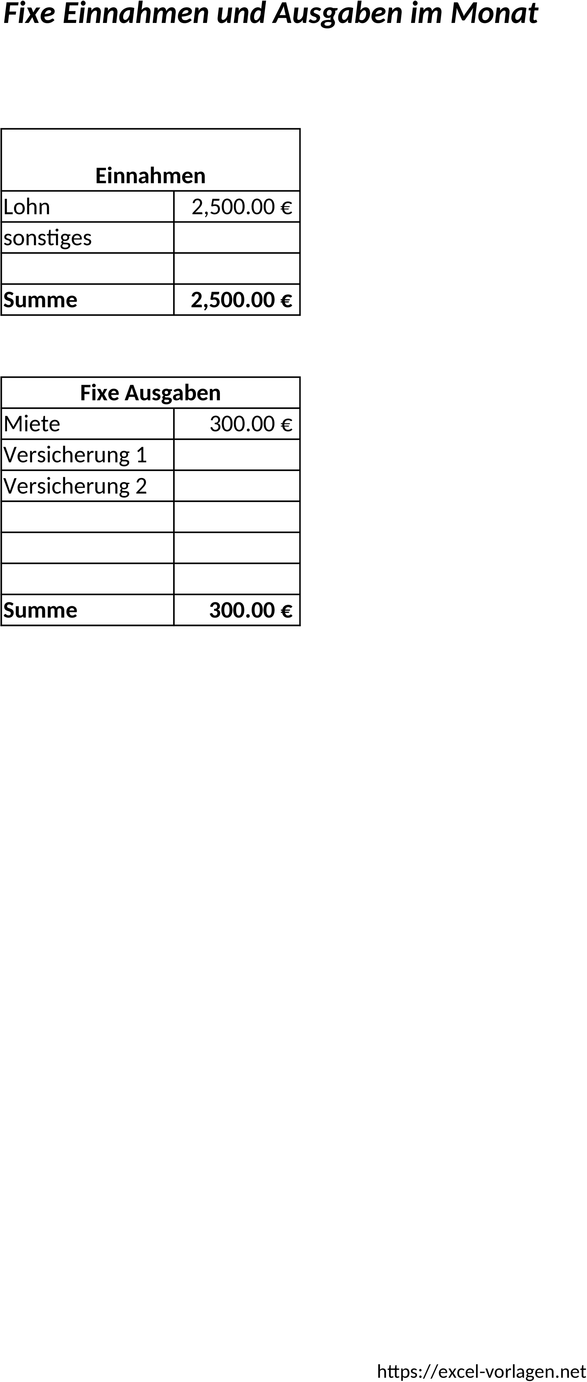 Excel-Vorlage für Haushaltsbudgetplanung