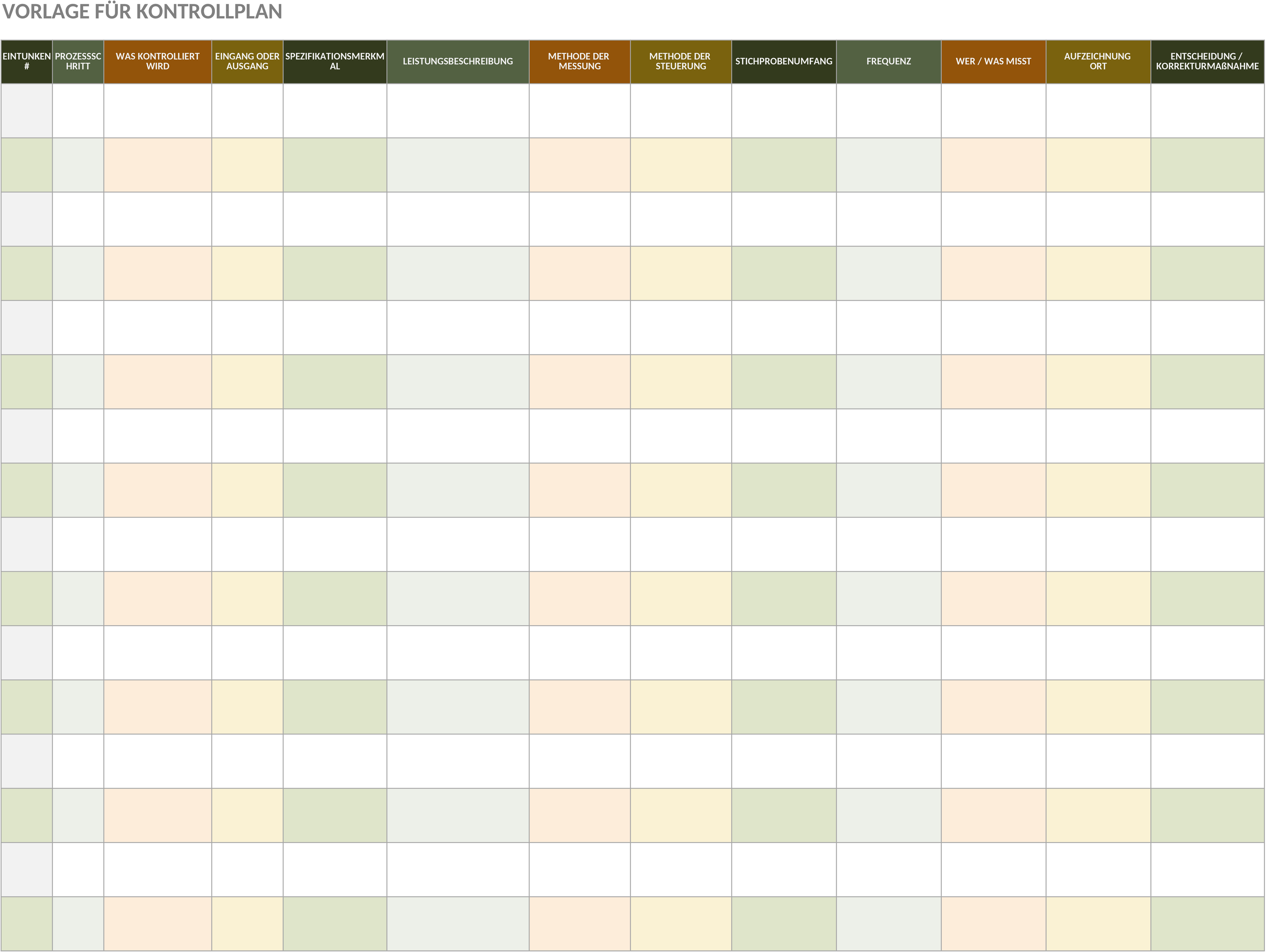 Excel-Vorlage für IC-Kontrollplan
