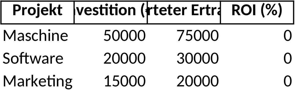 Excel-Vorlage für Investitionsplanung und Renditeberechnung