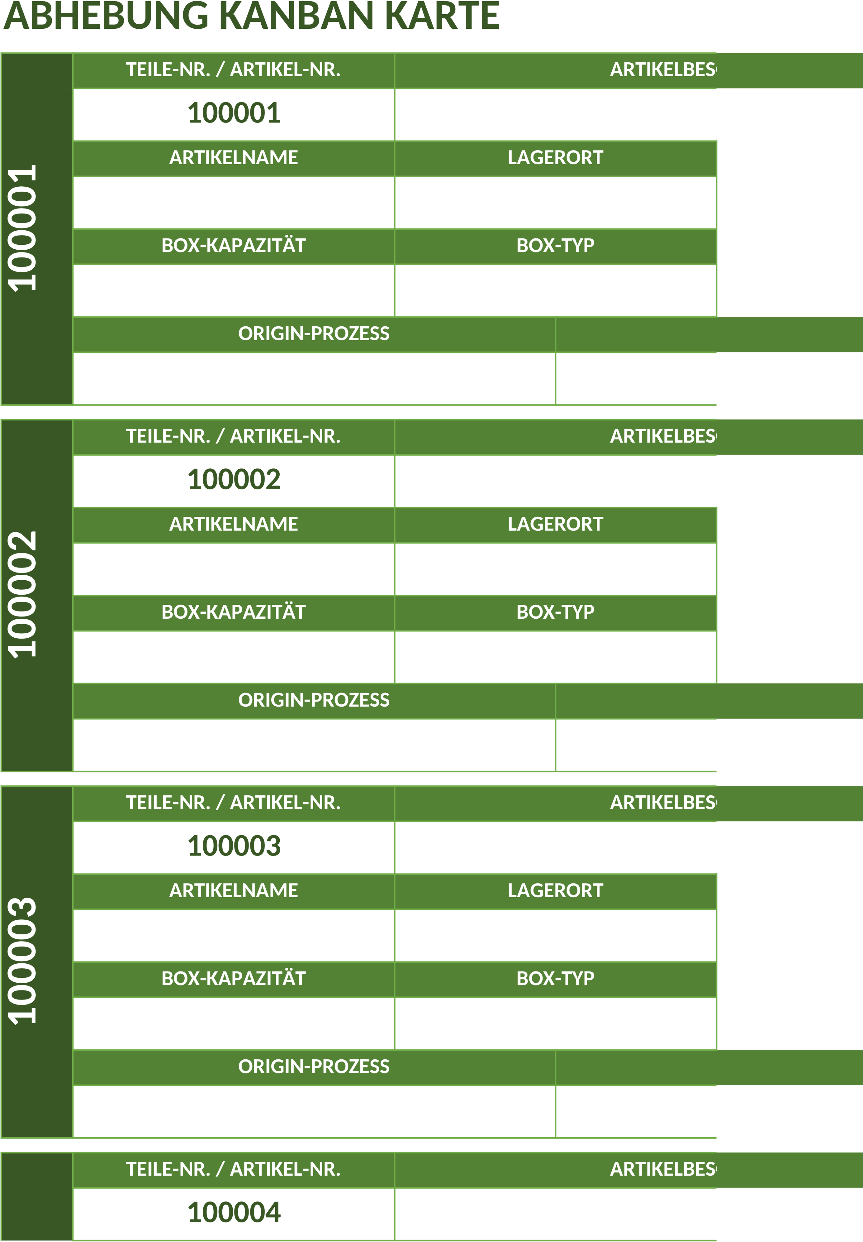 Excel-Vorlage für Kanban-Entnahmekarte