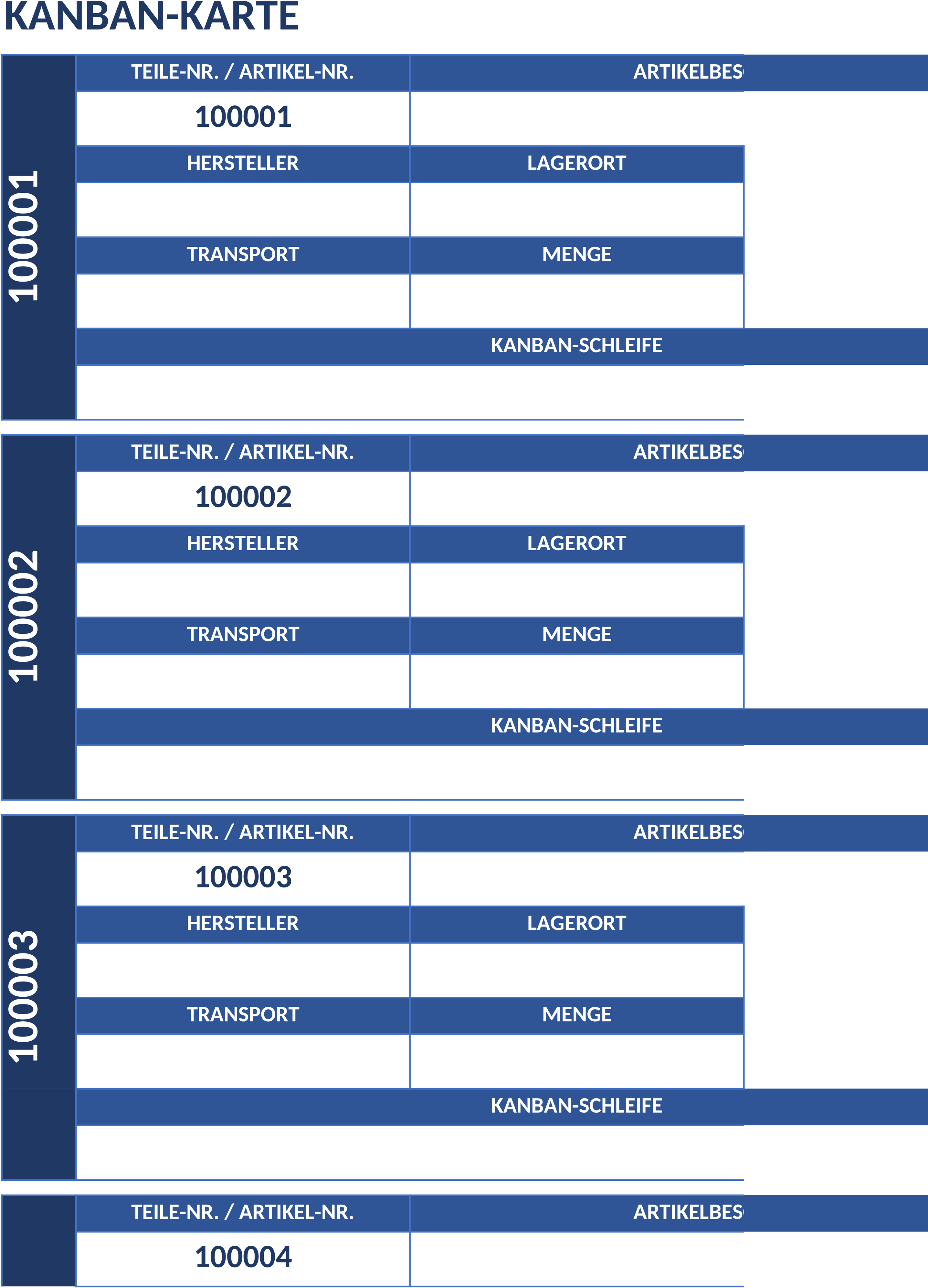 Excel-Vorlage für Kanban-Karten zur Projektorganisation