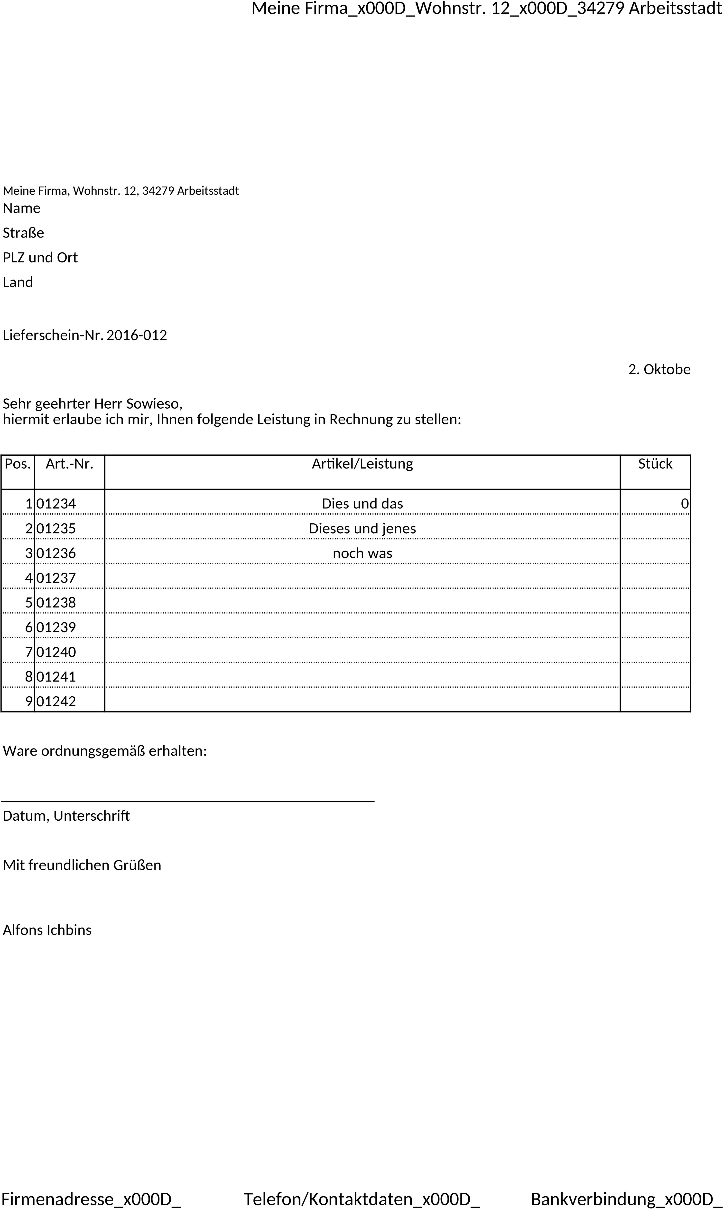 Excel-Vorlage für Lieferscheine zur effizienten Bestellabwicklung