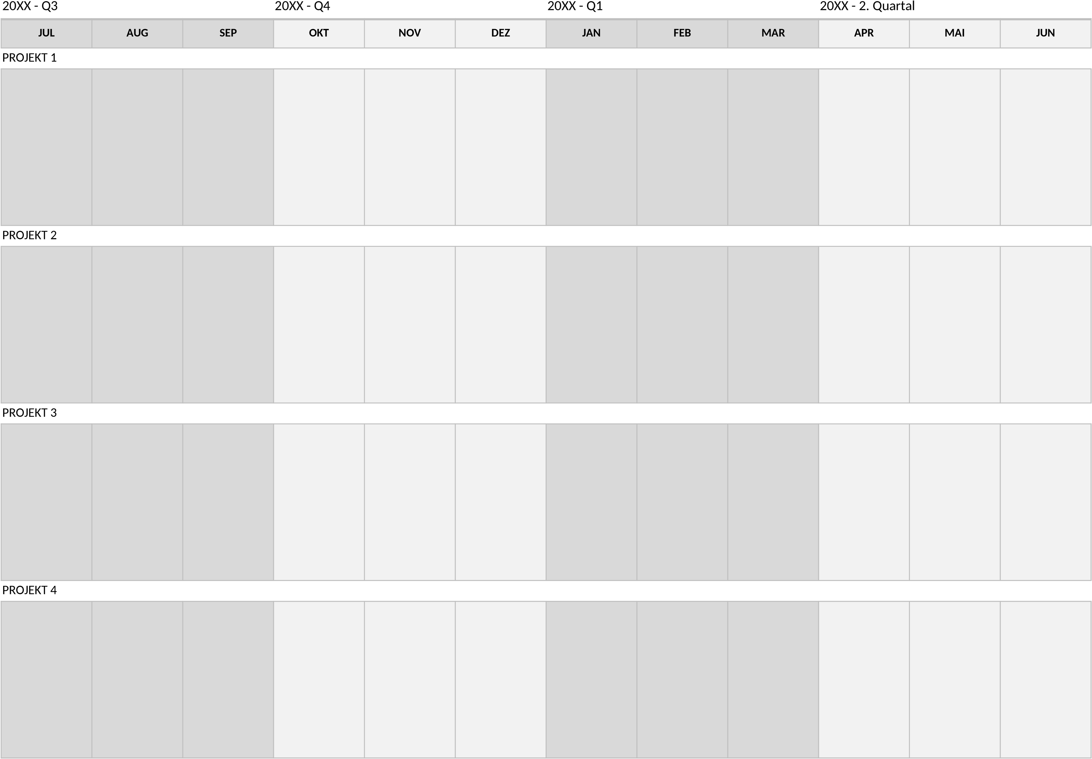 Excel-Vorlage für Mehrere Projekt-Roadmaps