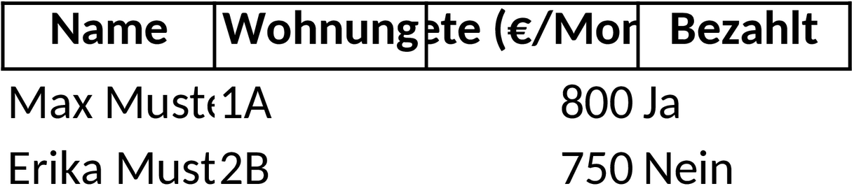 Excel-Vorlage zur Mieterlistenverwaltung