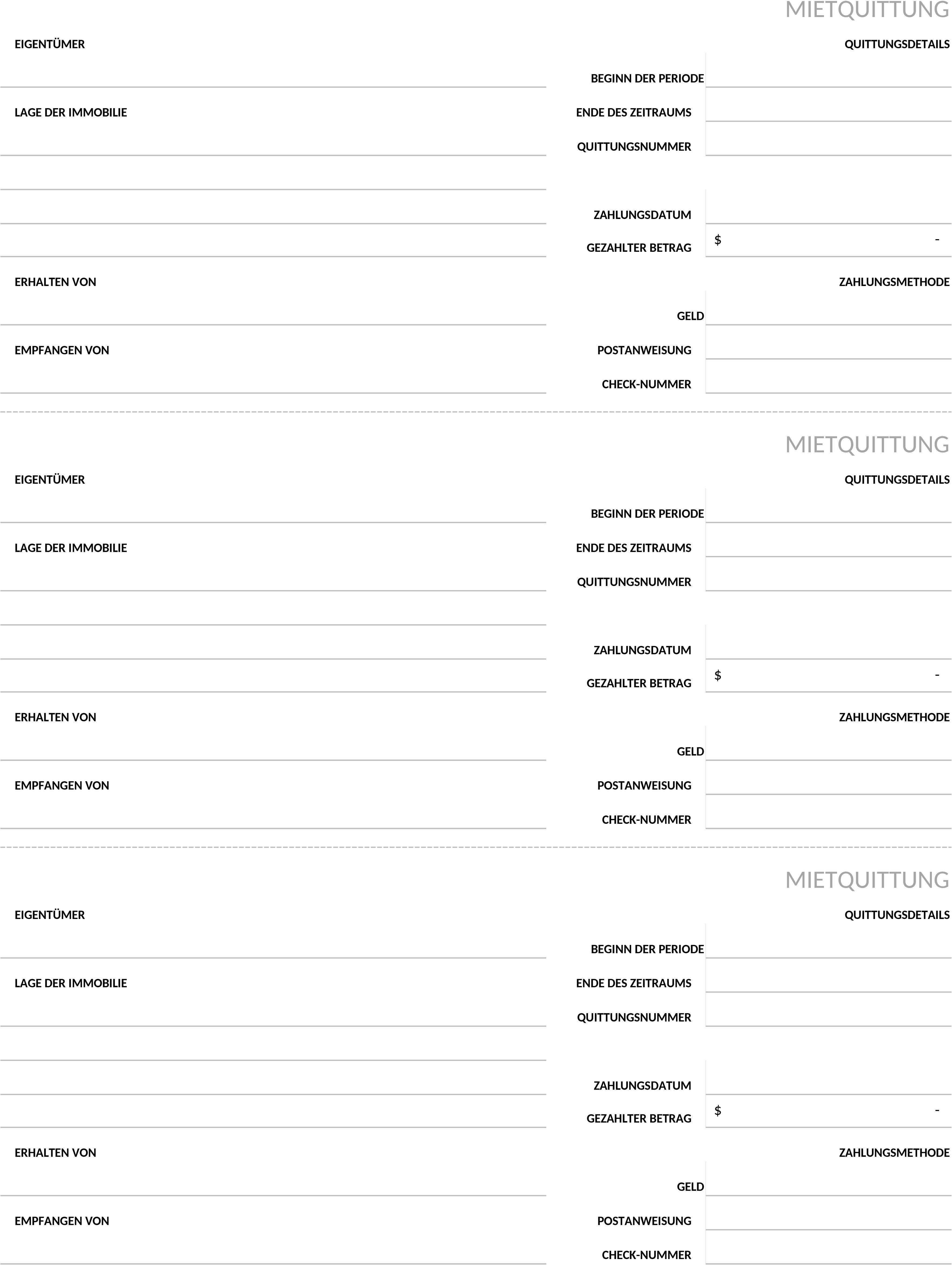 Excel-Vorlage für Mietquittungen